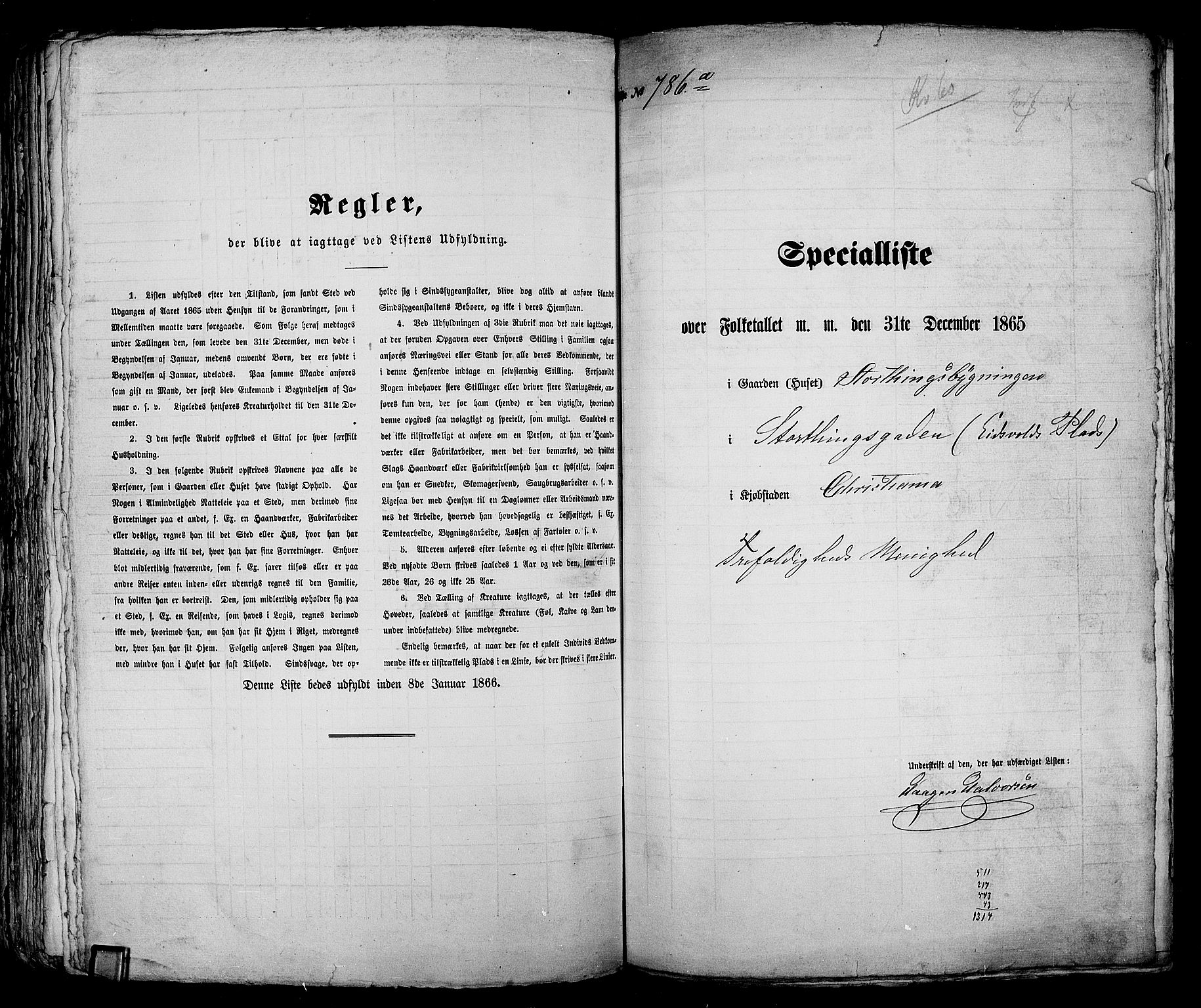 RA, 1865 census for Kristiania, 1865, p. 2005