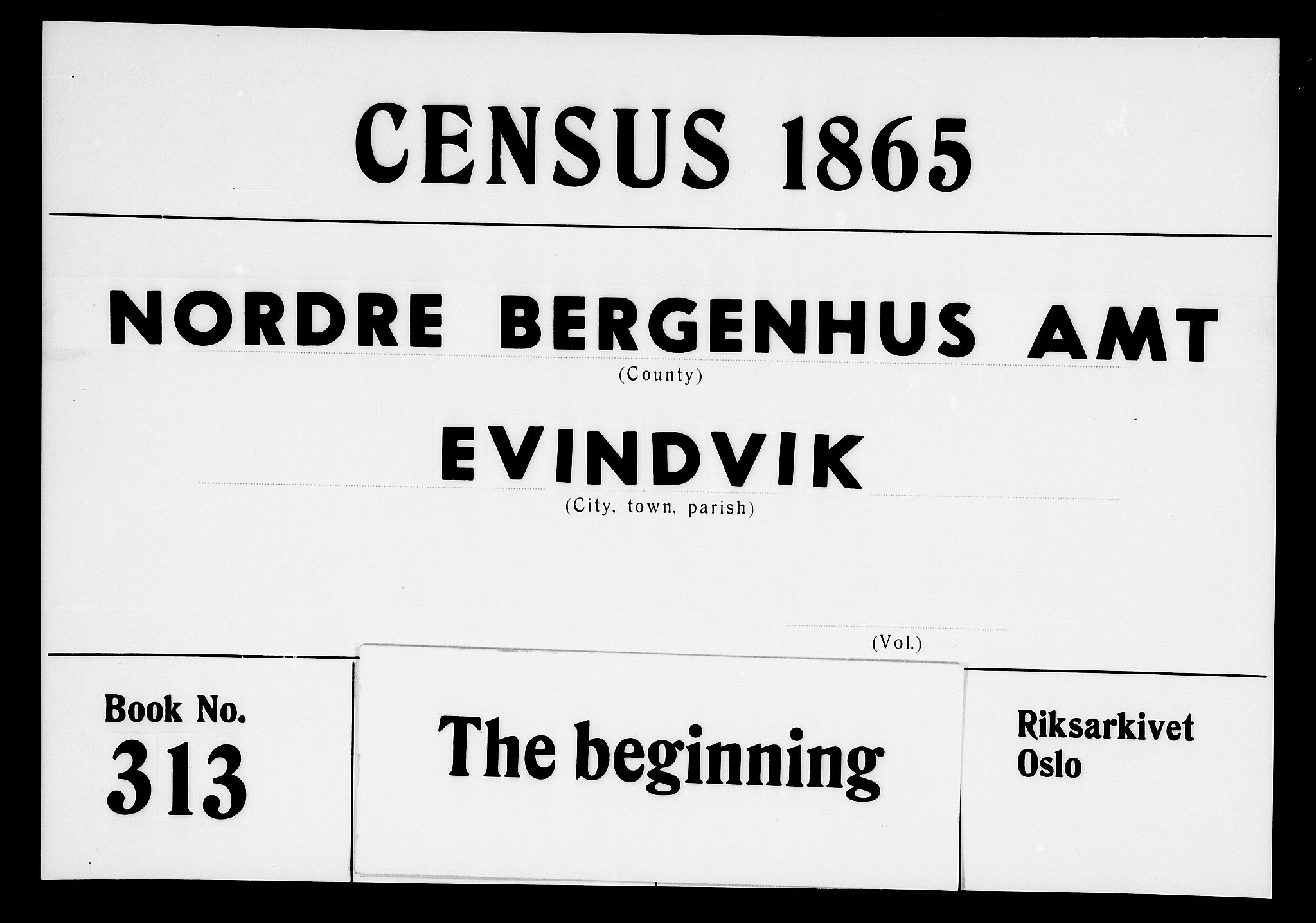 RA, 1865 census for Eivindvik, 1865, p. 1
