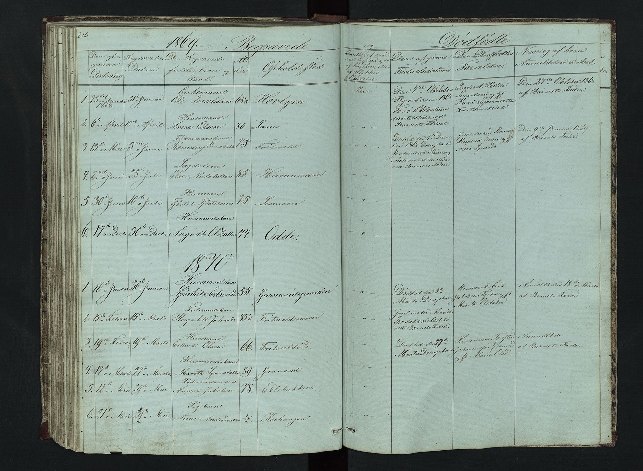 Lom prestekontor, SAH/PREST-070/L/L0014: Parish register (copy) no. 14, 1845-1876, p. 216-217