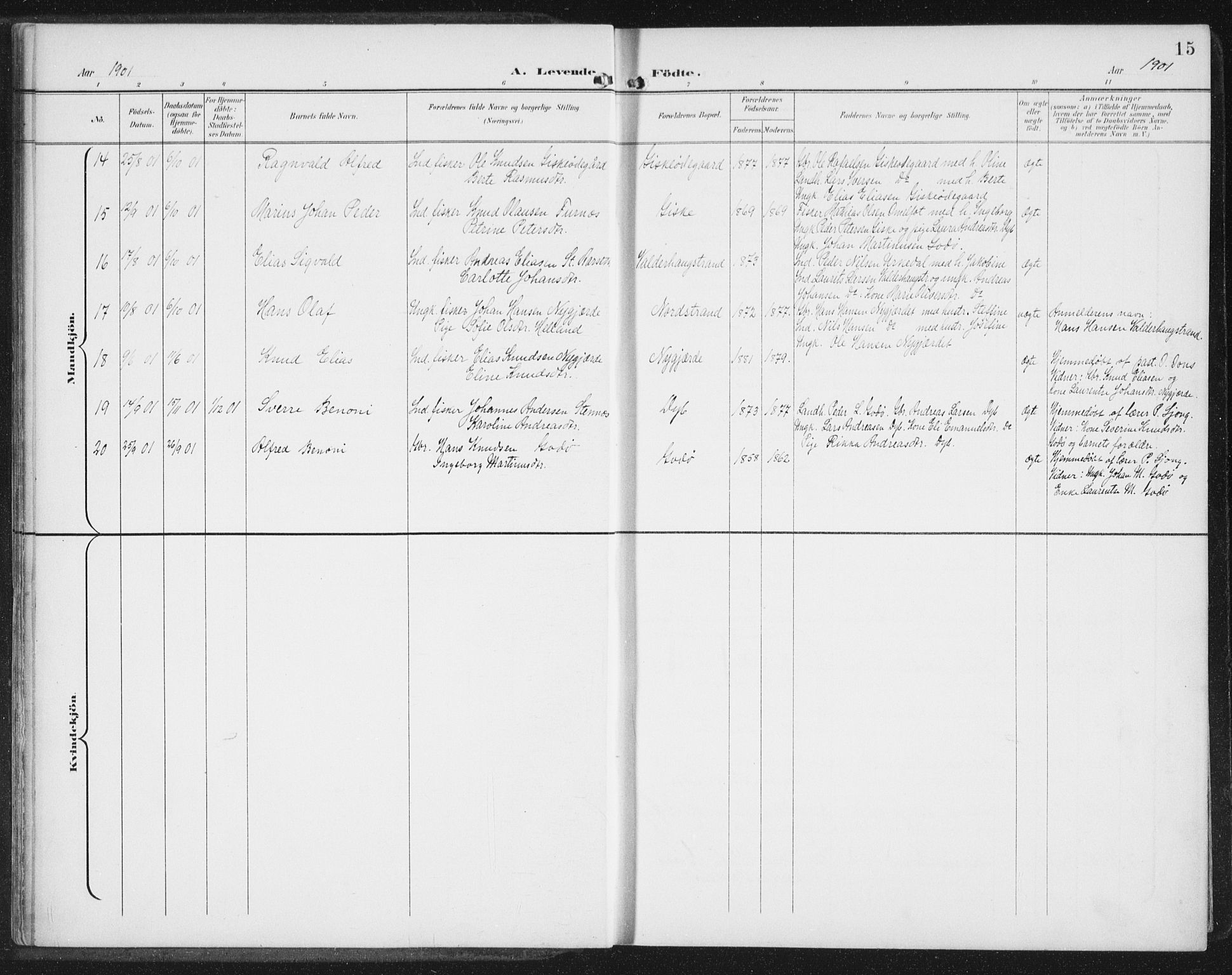 Ministerialprotokoller, klokkerbøker og fødselsregistre - Møre og Romsdal, AV/SAT-A-1454/534/L0489: Parish register (copy) no. 534C01, 1899-1941, p. 15