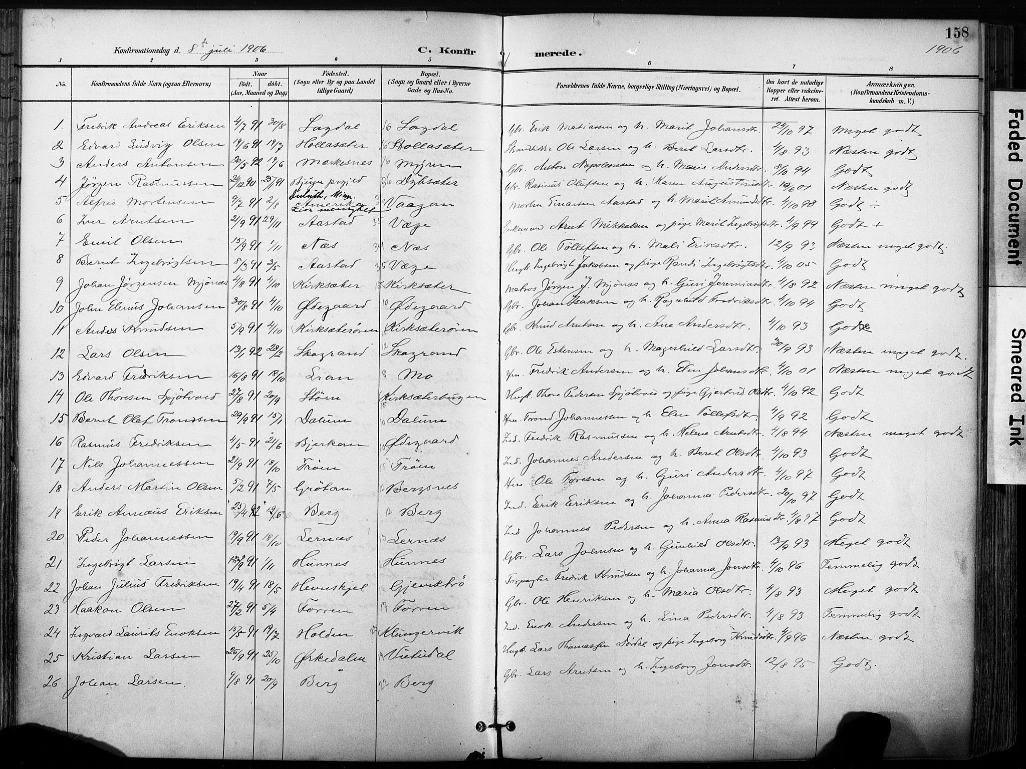 Ministerialprotokoller, klokkerbøker og fødselsregistre - Sør-Trøndelag, SAT/A-1456/630/L0497: Parish register (official) no. 630A10, 1896-1910, p. 158