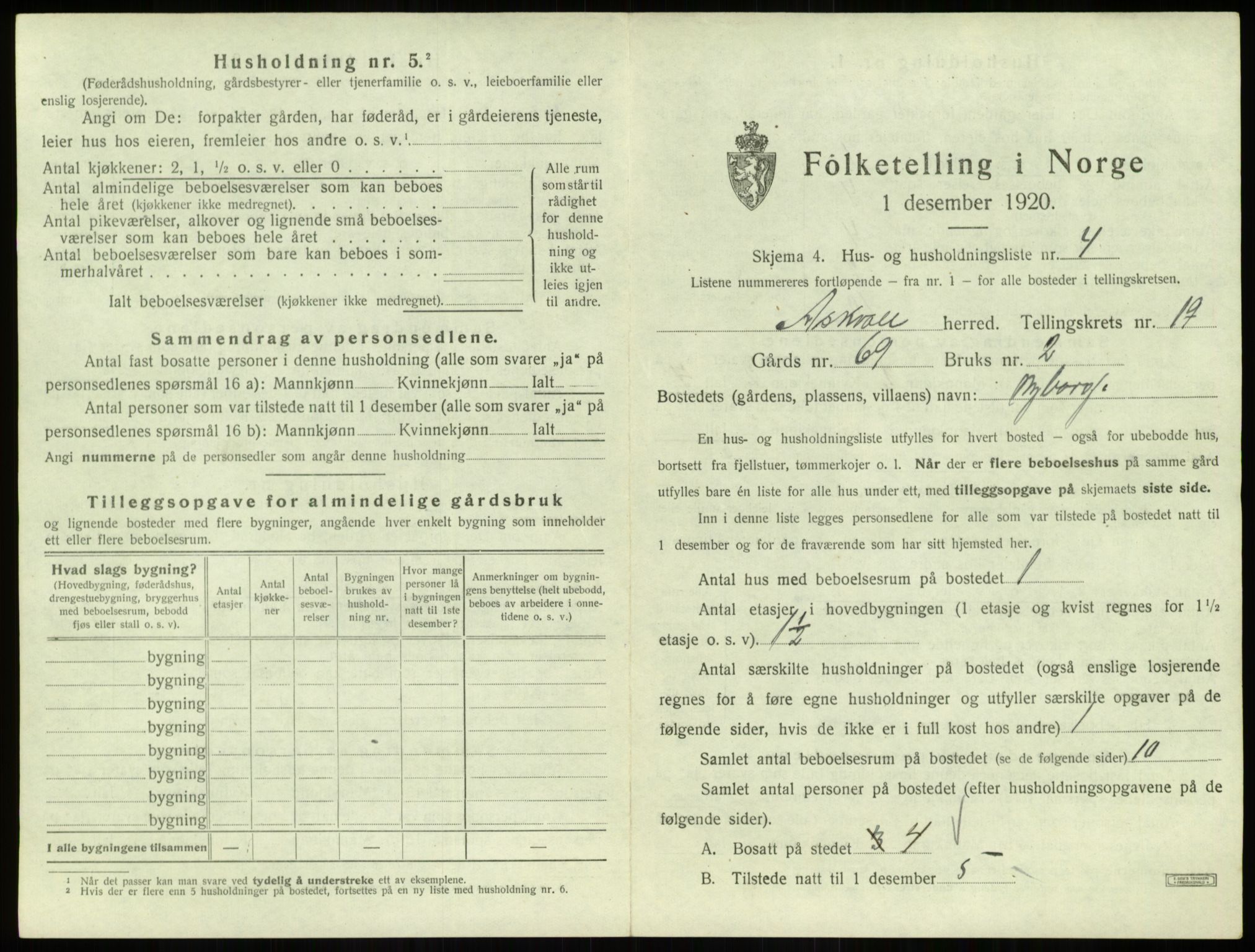 SAB, 1920 census for Askvoll, 1920, p. 1034