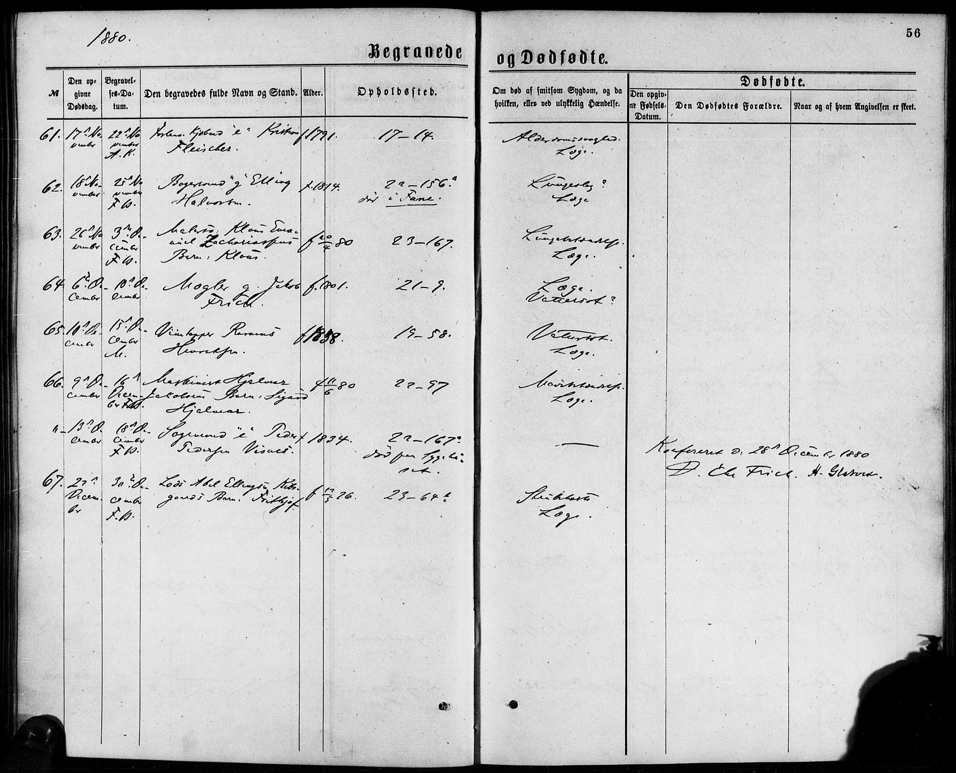 Korskirken sokneprestembete, SAB/A-76101/H/Haa/L0046: Parish register (official) no. E 4, 1875-1883, p. 56