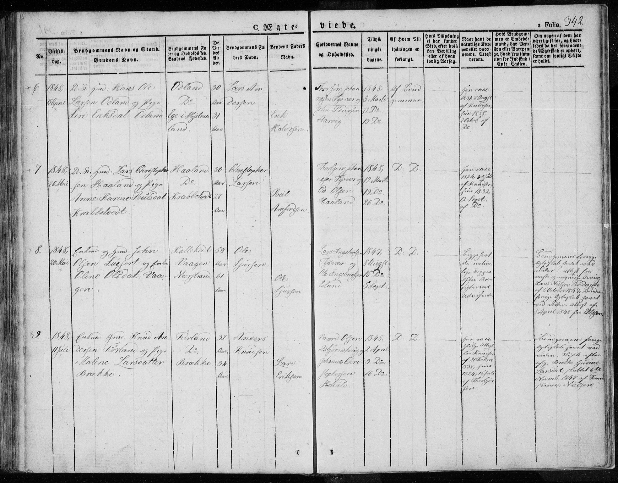 Tysvær sokneprestkontor, AV/SAST-A -101864/H/Ha/Haa/L0001: Parish register (official) no. A 1.1, 1831-1856, p. 342