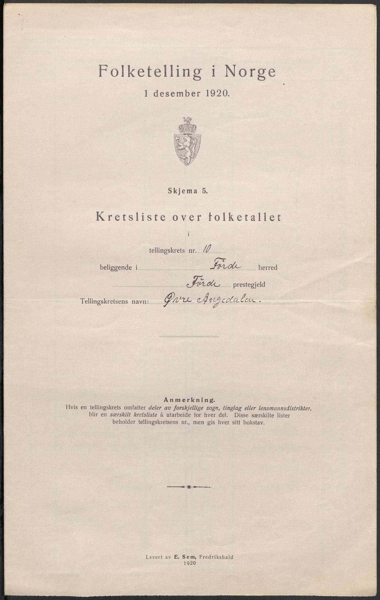 SAB, 1920 census for Førde, 1920, p. 32