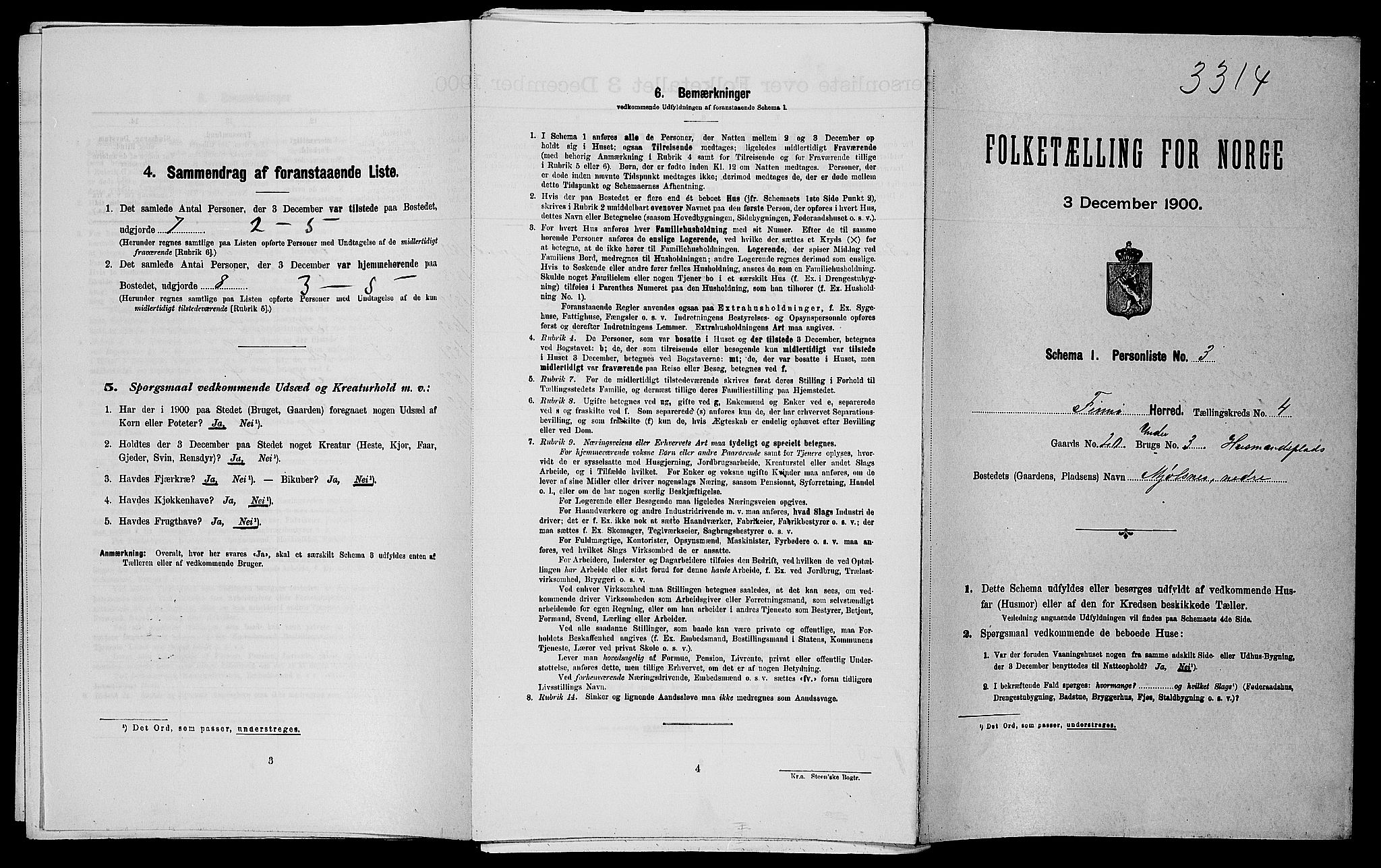 SAST, 1900 census for Finnøy, 1900, p. 285