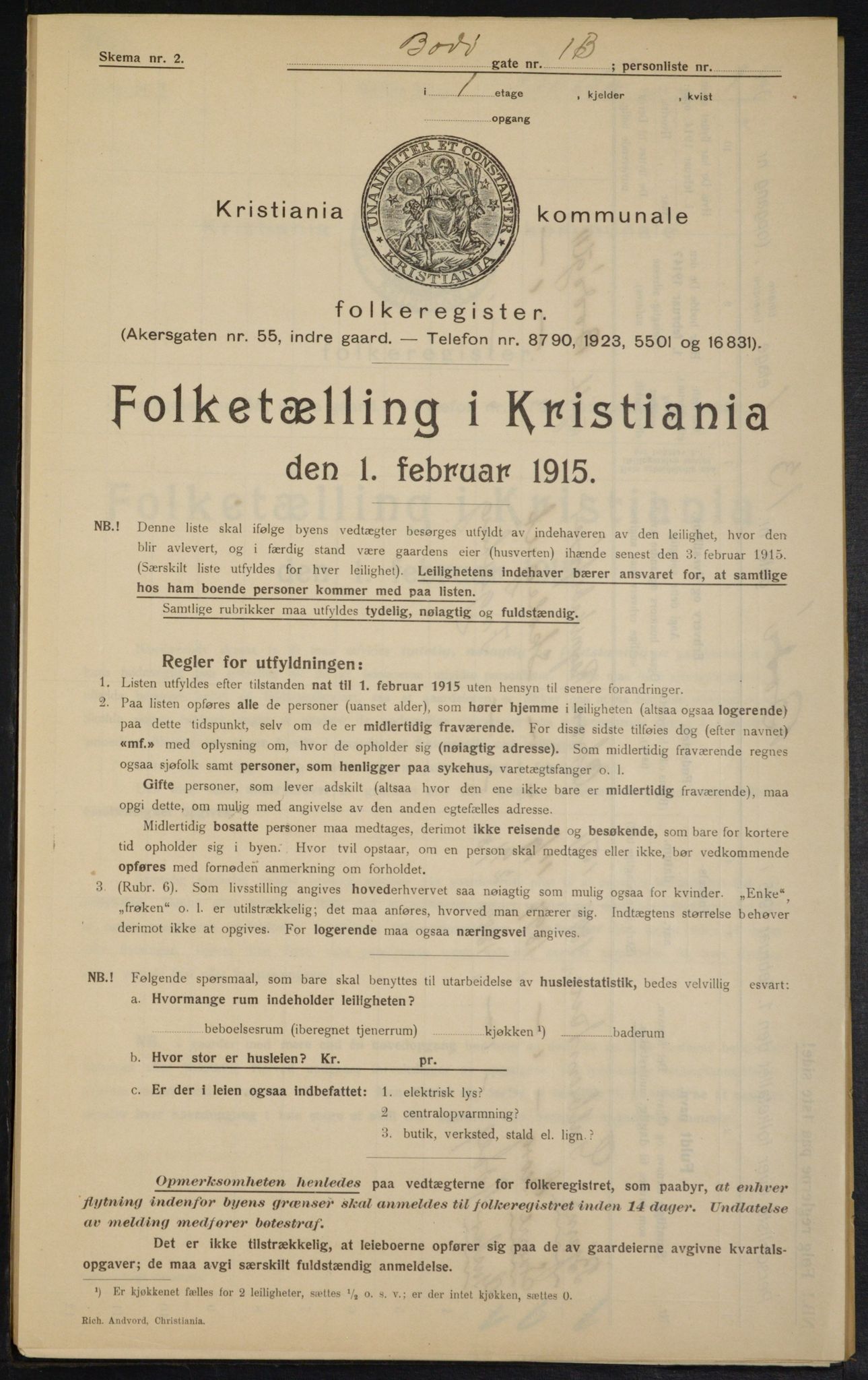 OBA, Municipal Census 1915 for Kristiania, 1915, p. 6800