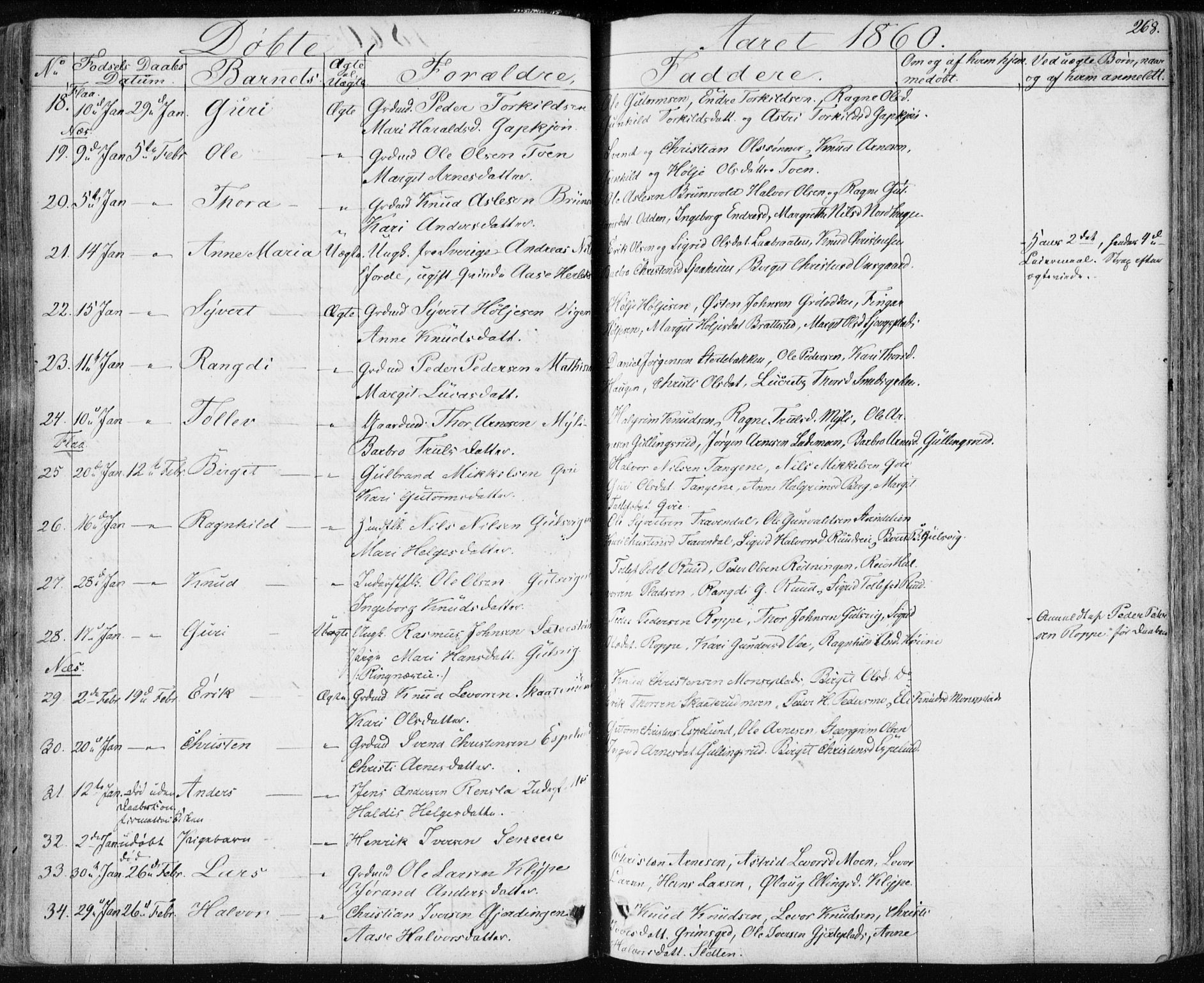 Nes kirkebøker, SAKO/A-236/F/Fa/L0009: Parish register (official) no. 9, 1834-1863, p. 268