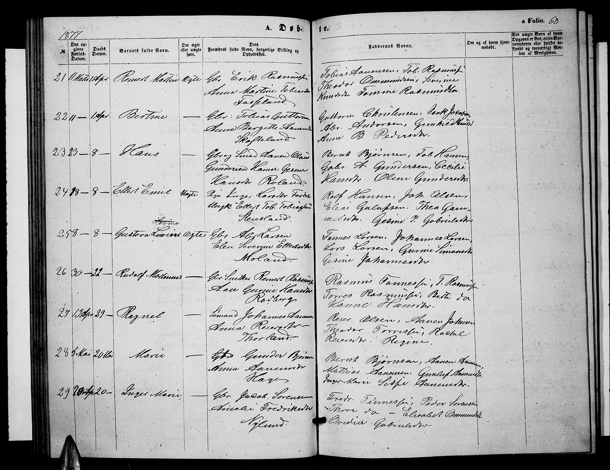Sør-Audnedal sokneprestkontor, AV/SAK-1111-0039/F/Fb/Fbb/L0004: Parish register (copy) no. B 4, 1868-1879, p. 68