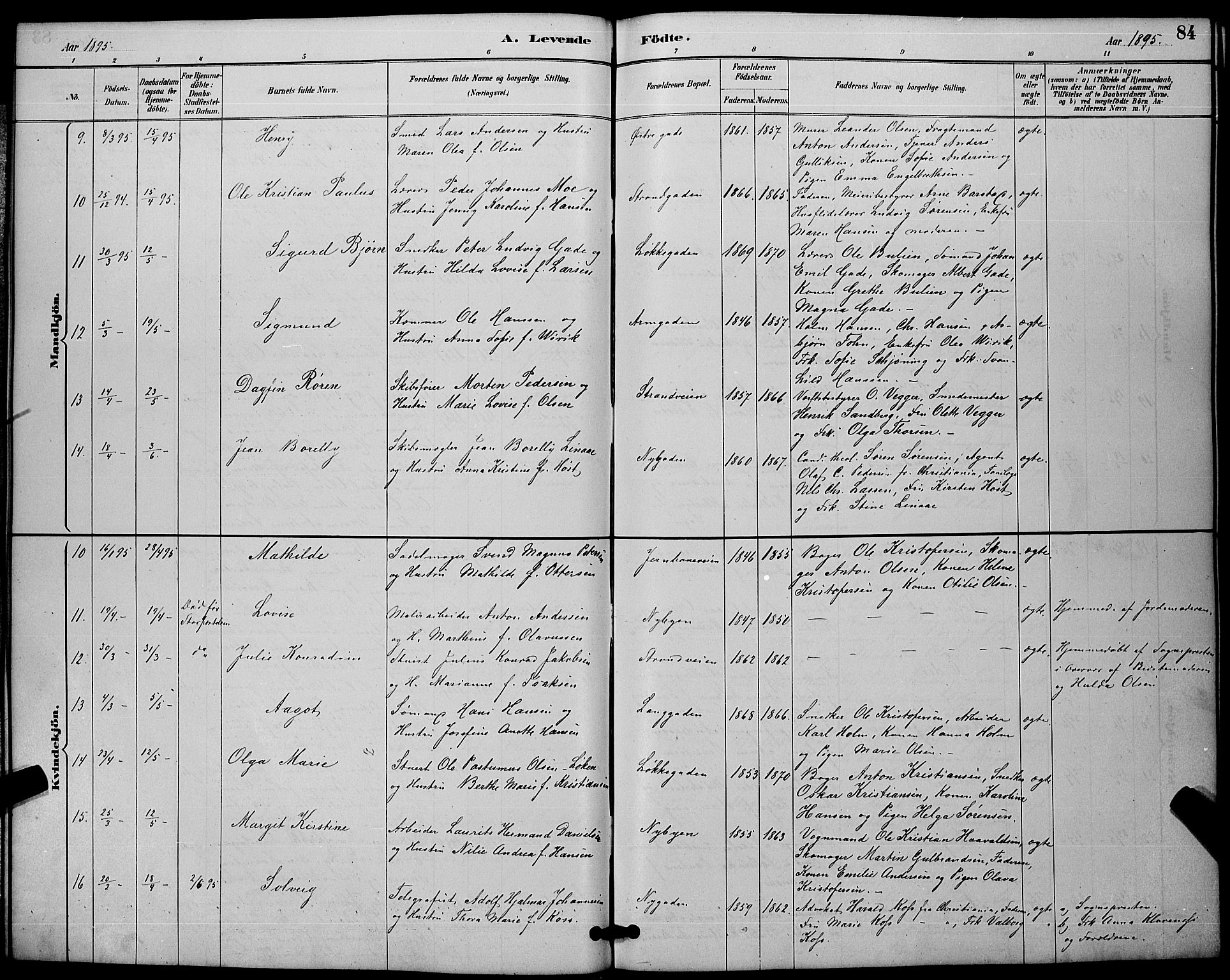 Sandefjord kirkebøker, AV/SAKO-A-315/G/Ga/L0001: Parish register (copy) no. 1, 1885-1903, p. 84