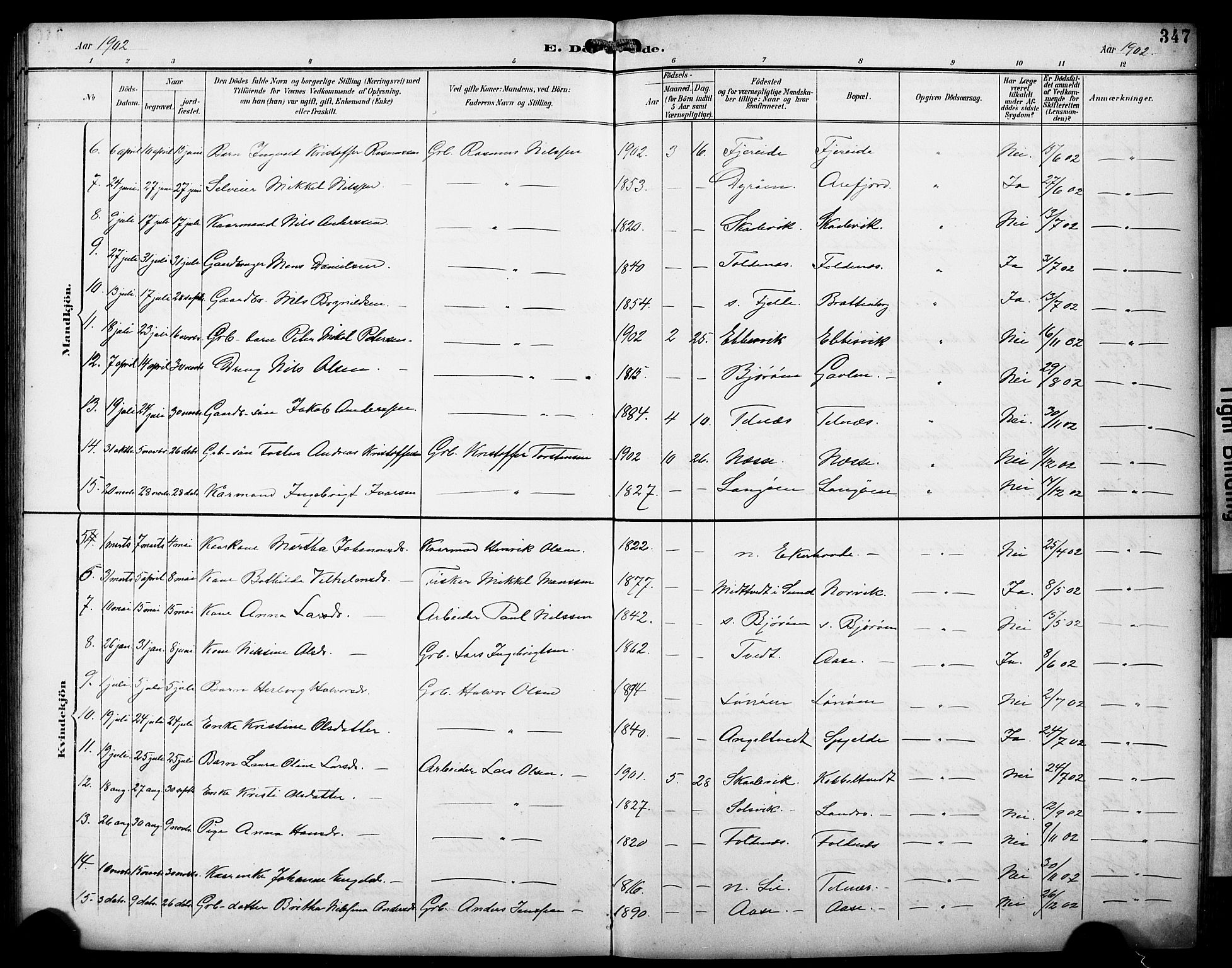 Fjell sokneprestembete, AV/SAB-A-75301/H/Hab: Parish register (copy) no. A 5, 1899-1918, p. 347