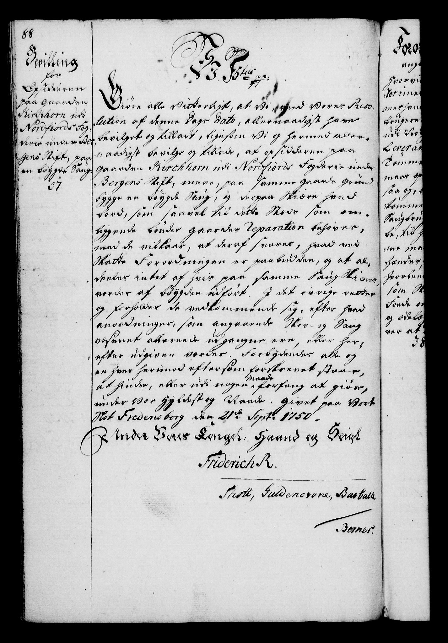 Rentekammeret, Kammerkanselliet, RA/EA-3111/G/Gg/Gga/L0006: Norsk ekspedisjonsprotokoll med register (merket RK 53.6), 1749-1759, p. 88