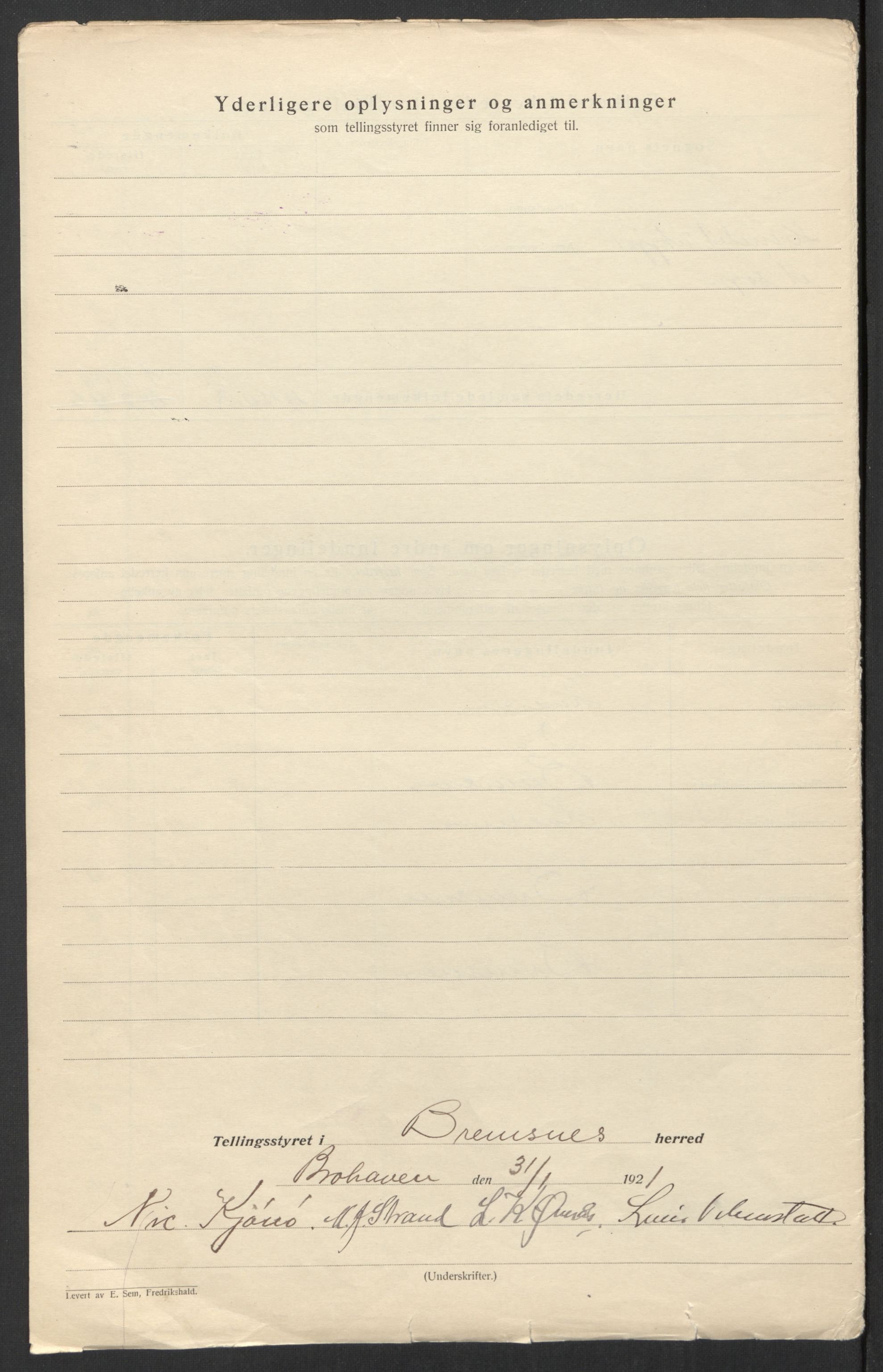 SAT, 1920 census for Bremsnes, 1920, p. 5