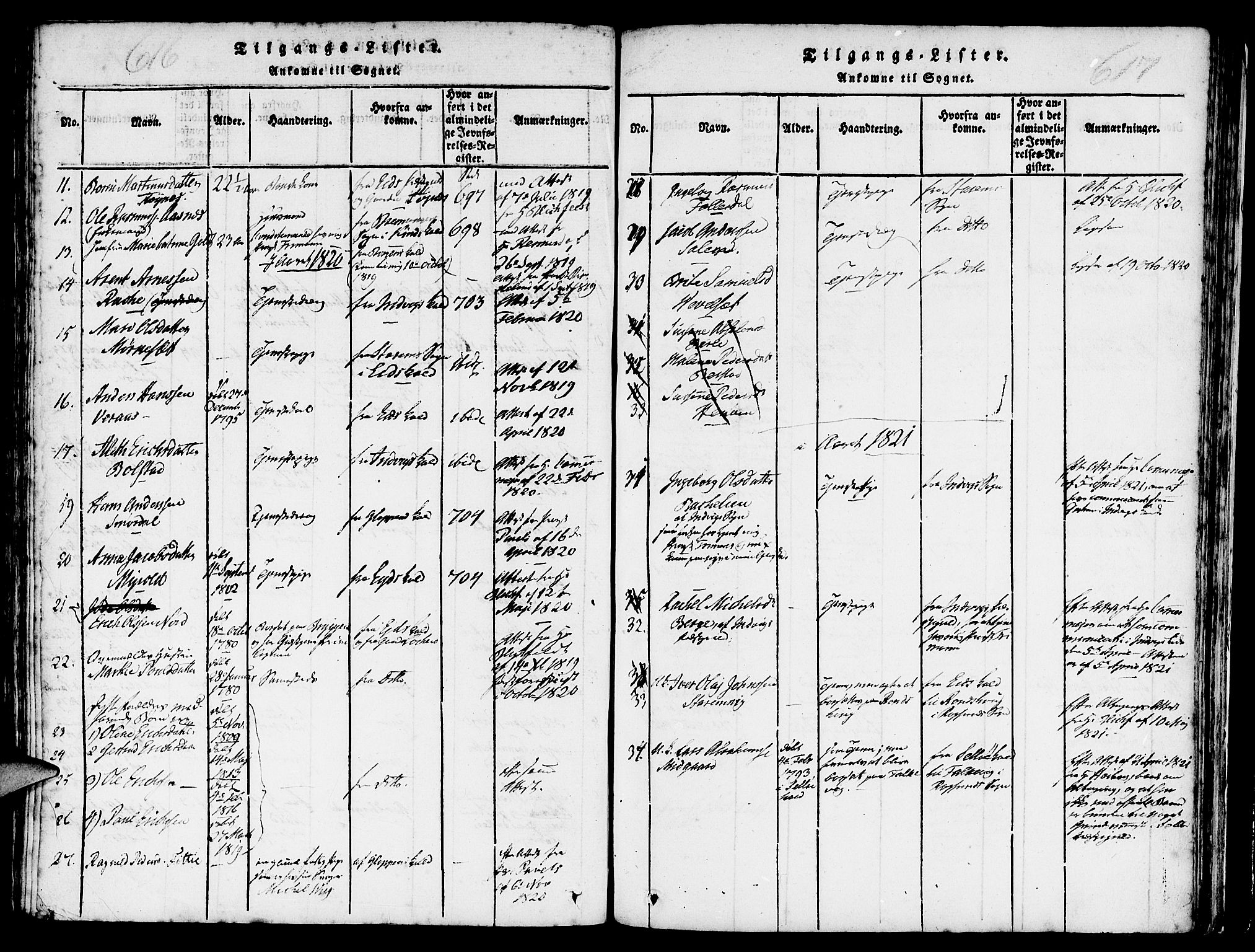 Davik sokneprestembete, SAB/A-79701/H/Haa/Haaa/L0003: Parish register (official) no. A 3, 1816-1830, p. 616-617