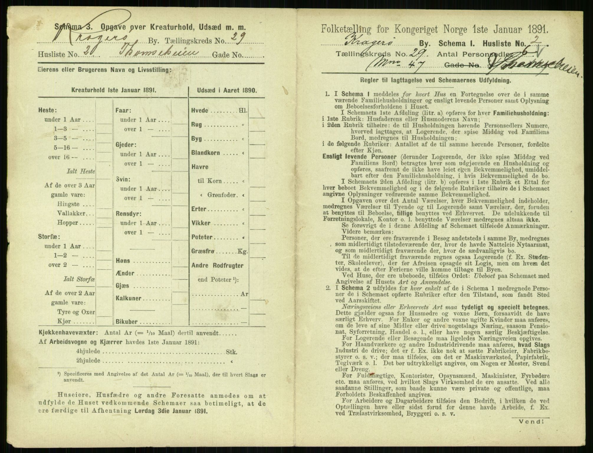 RA, 1891 census for 0801 Kragerø, 1891, p. 1042