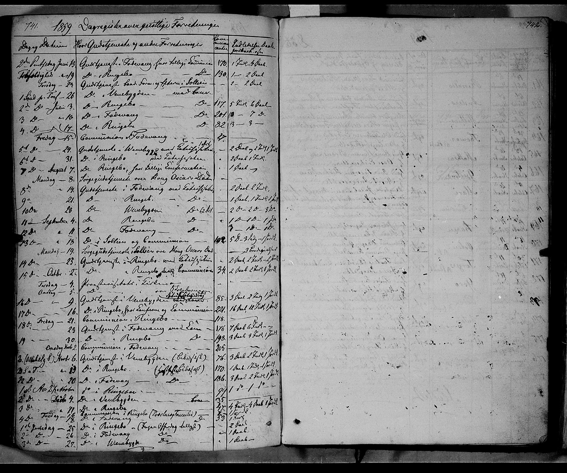 Ringebu prestekontor, SAH/PREST-082/H/Ha/Haa/L0006: Parish register (official) no. 6, 1848-1859, p. 741-742