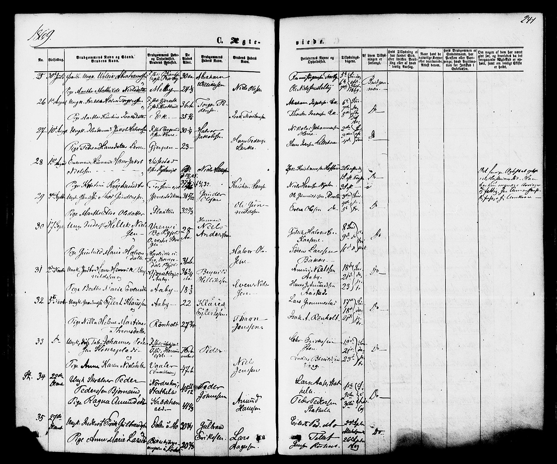 Bamble kirkebøker, SAKO/A-253/F/Fa/L0006: Parish register (official) no. I 6, 1869-1877, p. 241