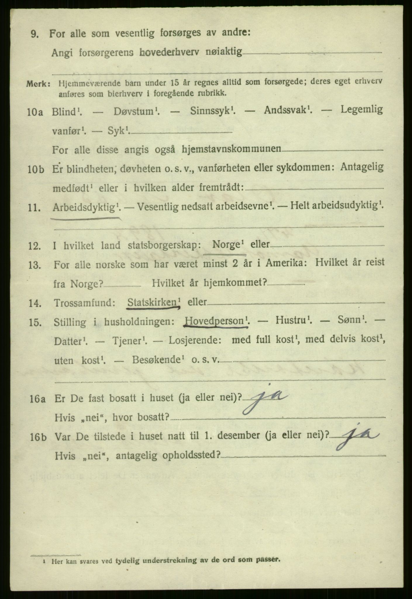 SAB, 1920 census for Voss, 1920, p. 5918