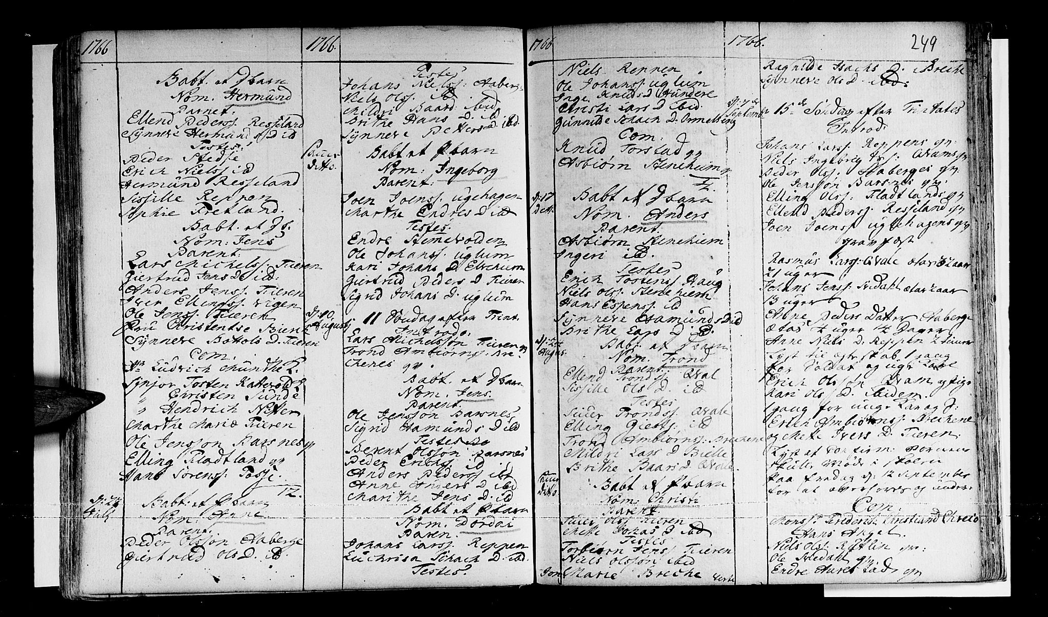 Sogndal sokneprestembete, AV/SAB-A-81301/H/Haa/Haaa/L0003: Parish register (official) no. A 3, 1747-1768, p. 249