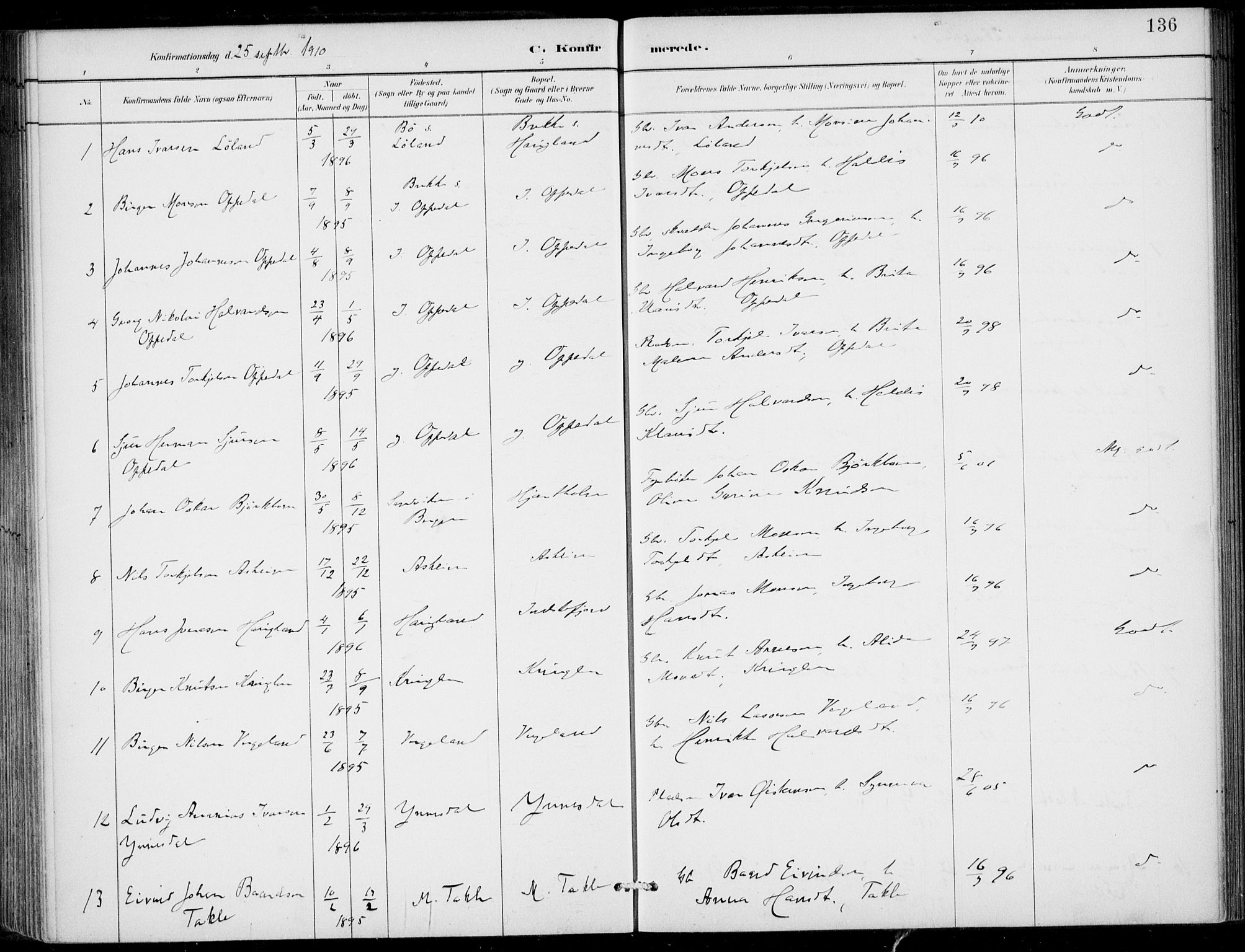 Gulen sokneprestembete, AV/SAB-A-80201/H/Haa/Haac/L0002: Parish register (official) no. C  2, 1882-1914, p. 136