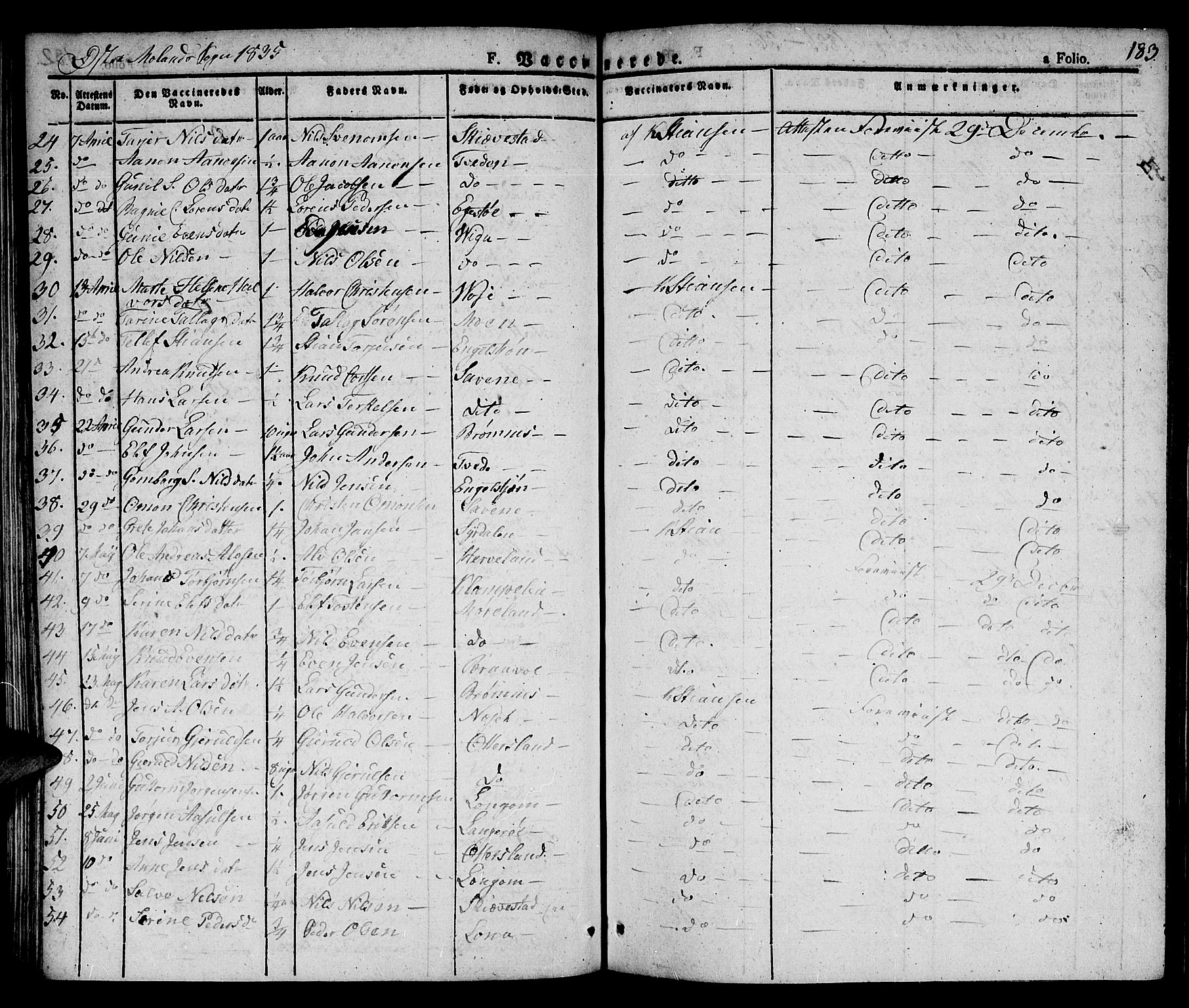 Austre Moland sokneprestkontor, AV/SAK-1111-0001/F/Fa/Faa/L0005: Parish register (official) no. A 5, 1825-1837, p. 183