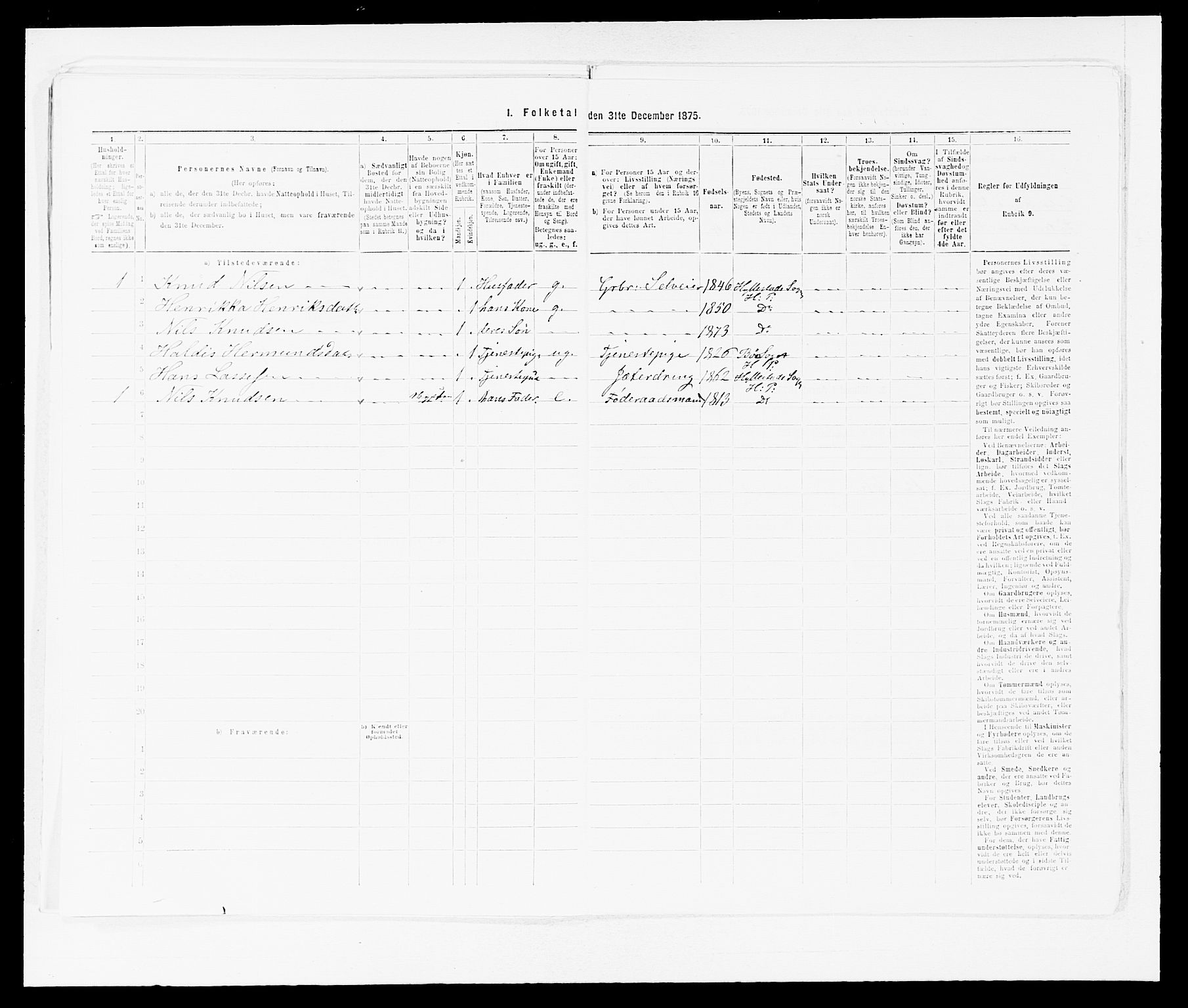 SAB, 1875 census for 1413P Hyllestad, 1875, p. 477