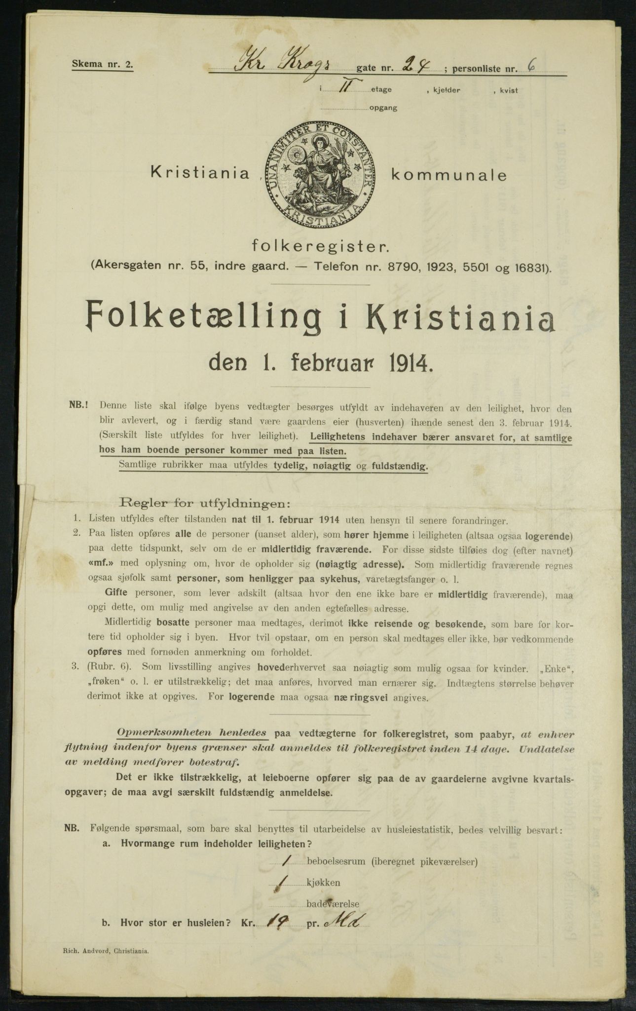 OBA, Municipal Census 1914 for Kristiania, 1914, p. 12051