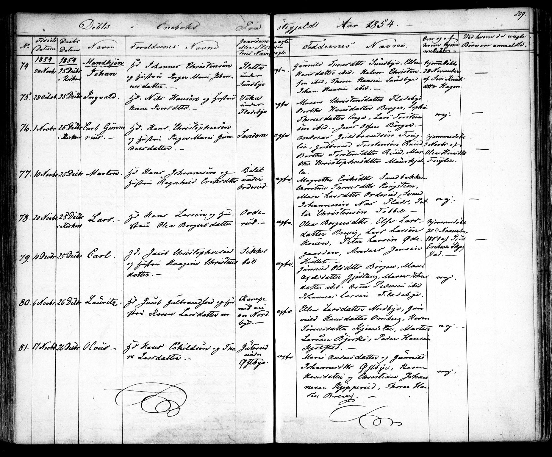 Enebakk prestekontor Kirkebøker, SAO/A-10171c/F/Fa/L0009: Parish register (official) no. I 9, 1832-1861, p. 209