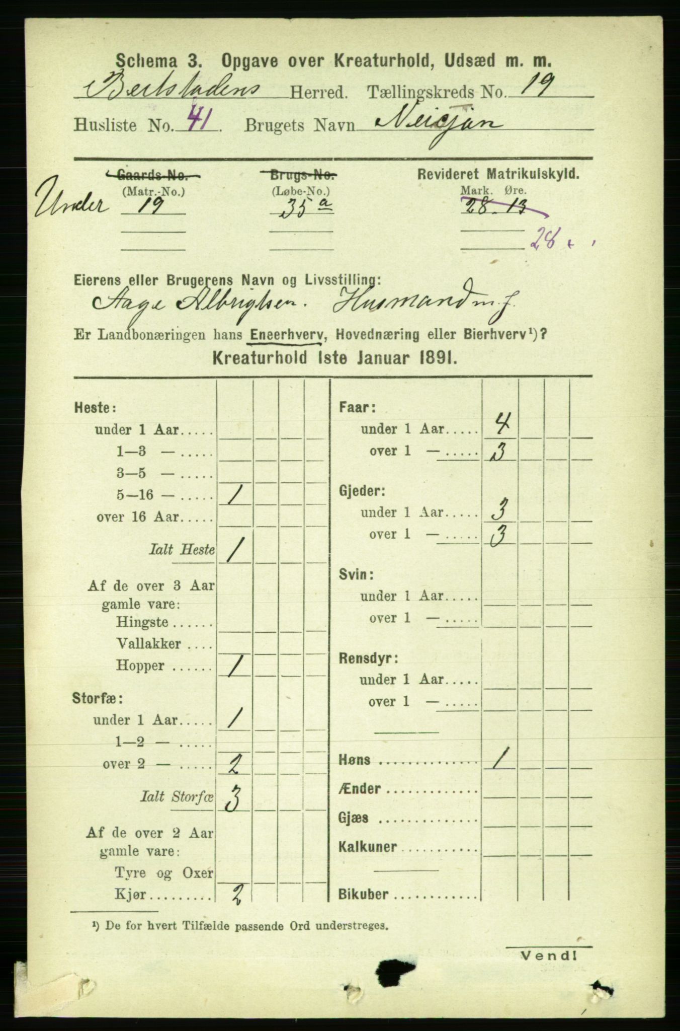 RA, 1891 census for 1727 Beitstad, 1891, p. 6909