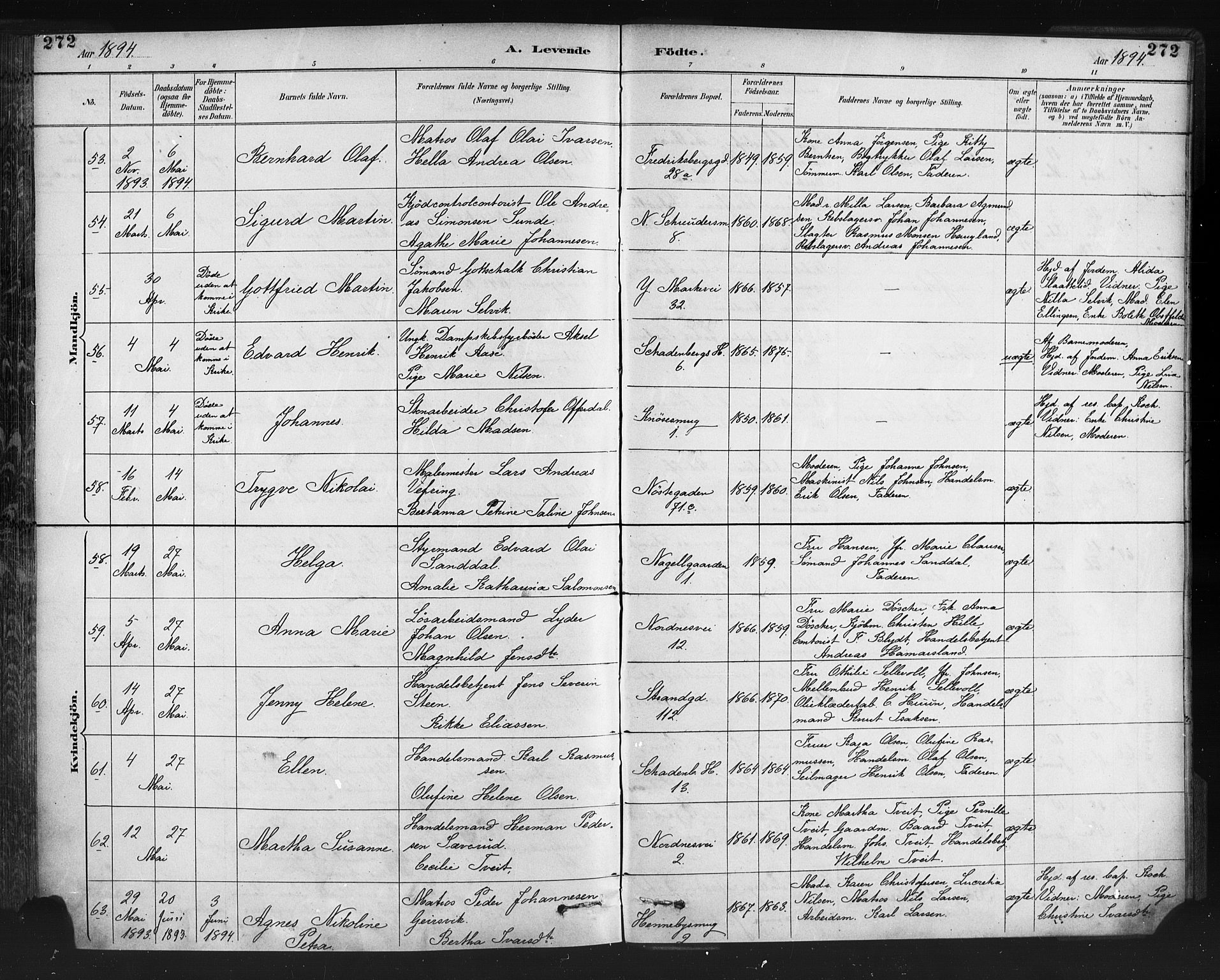 Nykirken Sokneprestembete, SAB/A-77101/H/Haa: Parish register (official) no. B 5, 1885-1894, p. 272