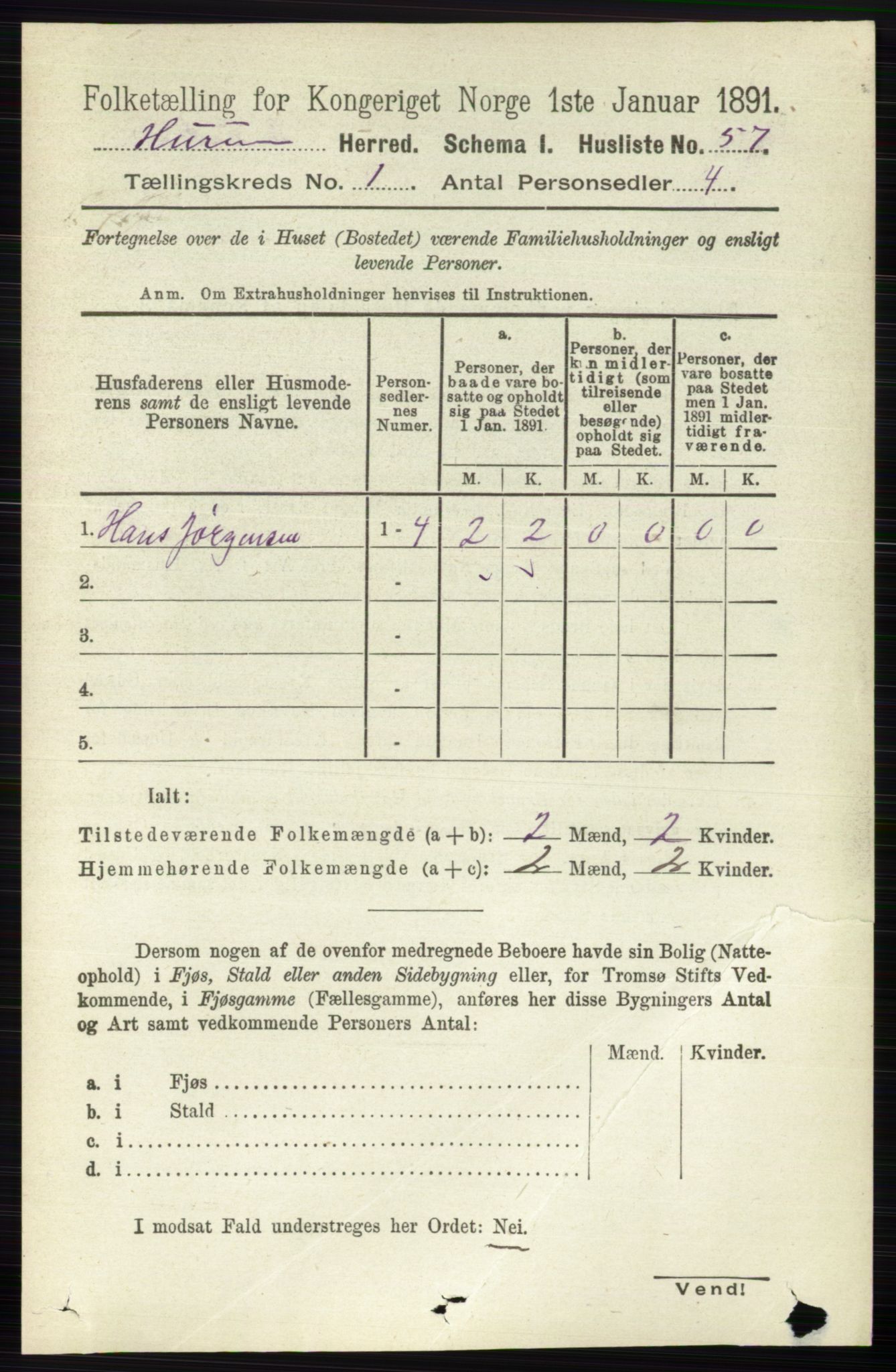 RA, 1891 census for 0628 Hurum, 1891, p. 81