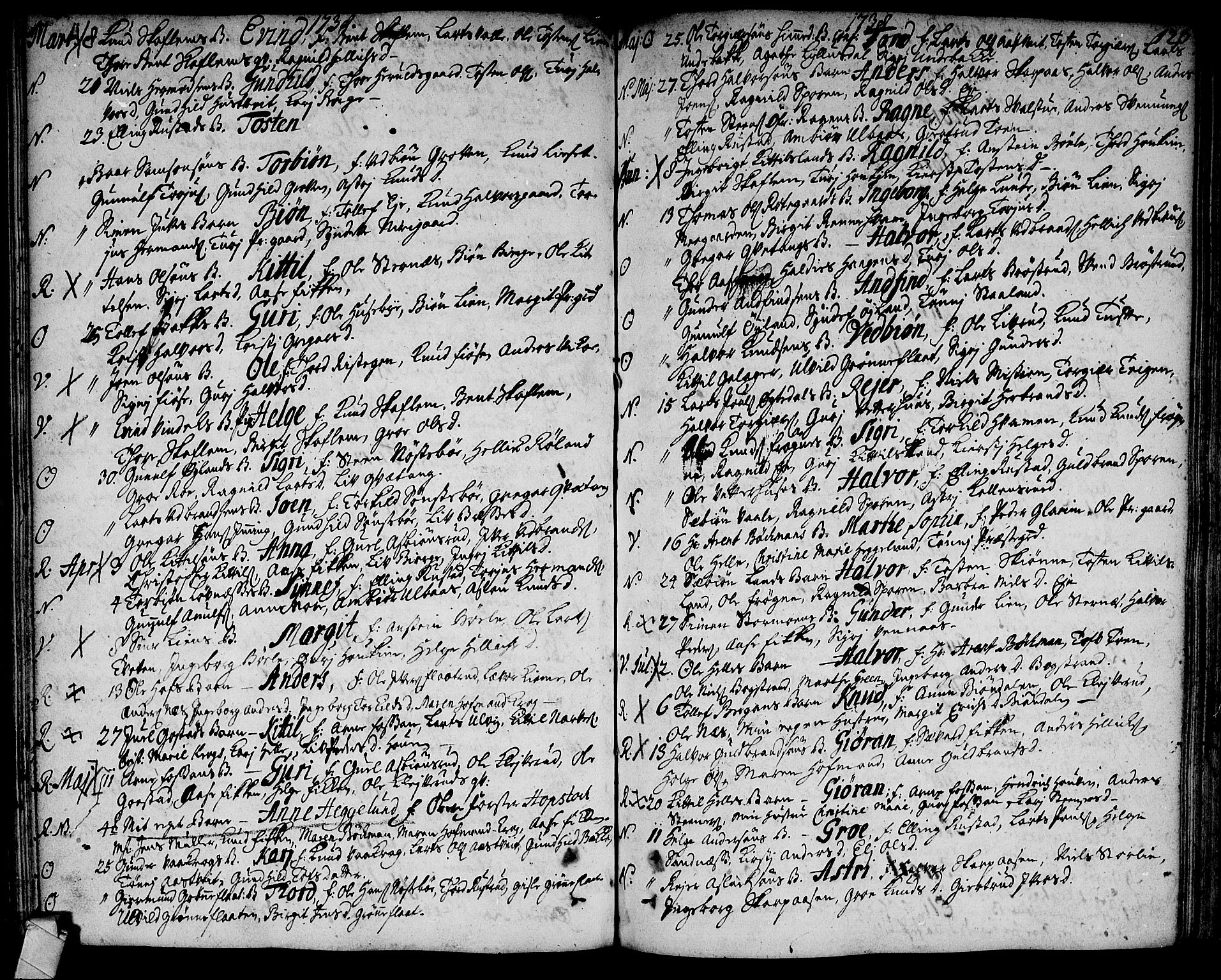 Rollag kirkebøker, SAKO/A-240/F/Fa/L0002: Parish register (official) no. I 2, 1714-1742, p. 126