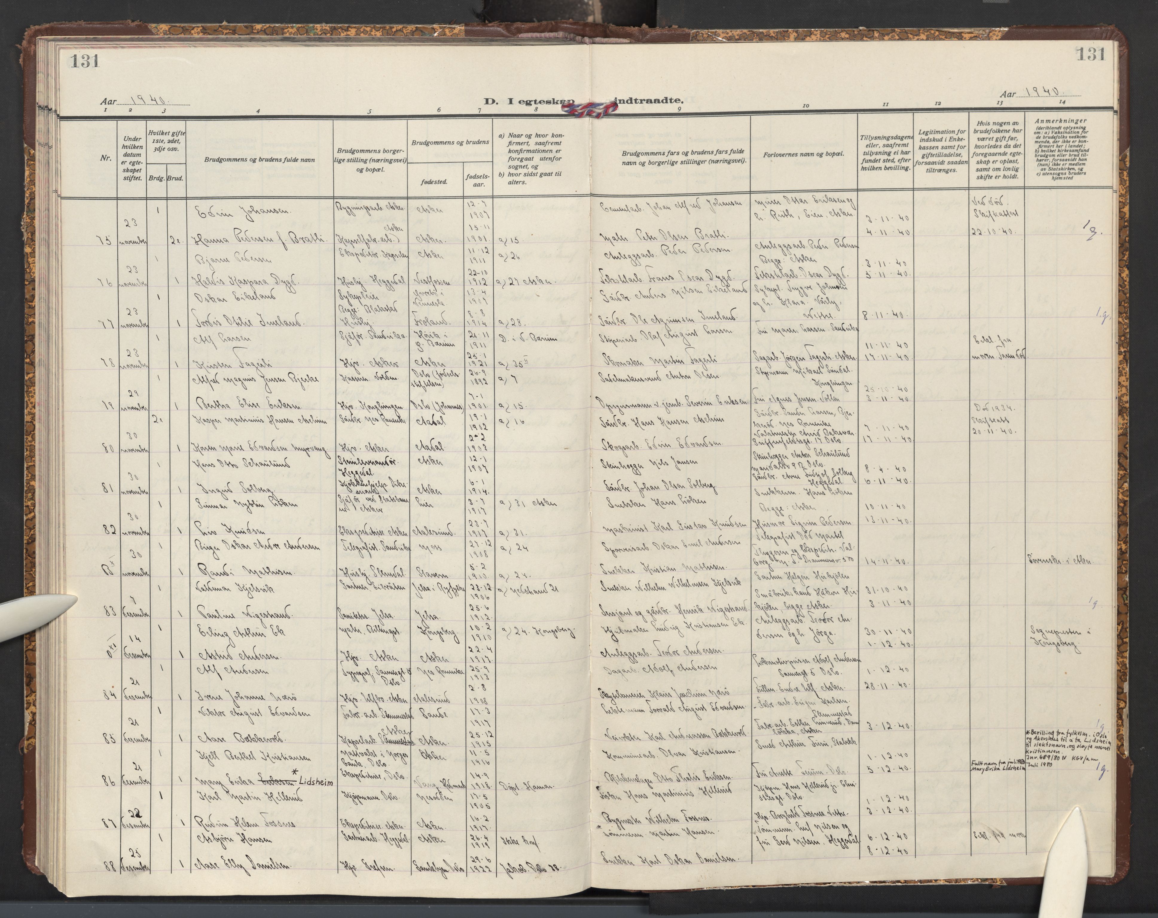 Asker prestekontor Kirkebøker, AV/SAO-A-10256a/F/Fa/L0021: Parish register (official) no. I 21, 1936-1945, p. 131