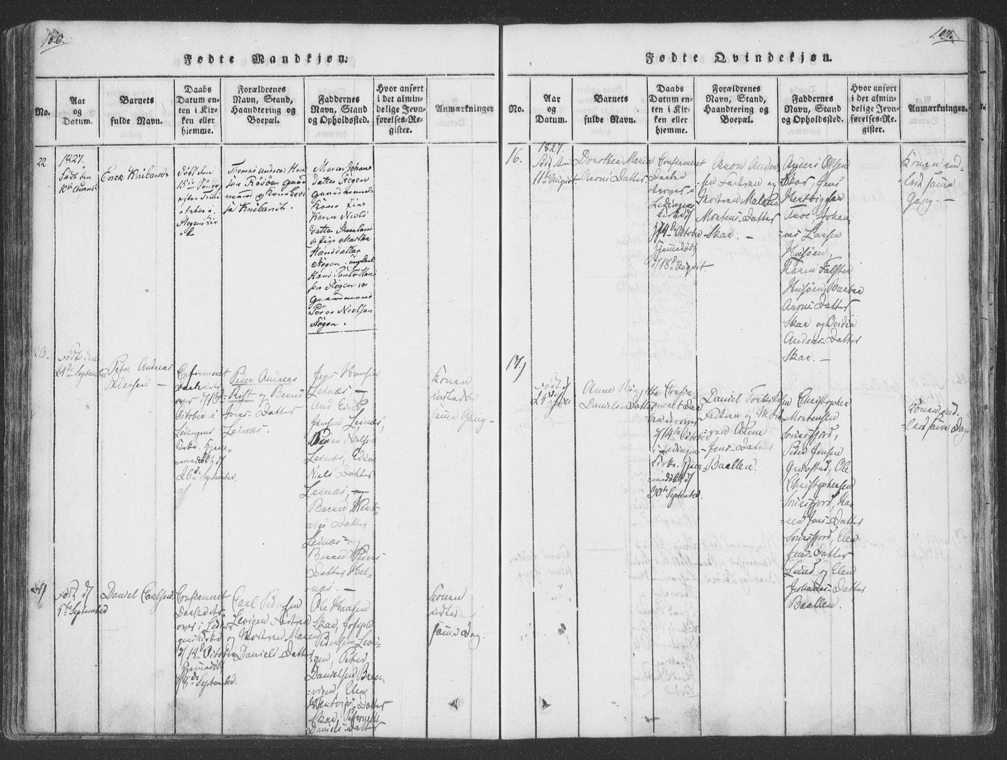 Ministerialprotokoller, klokkerbøker og fødselsregistre - Nordland, AV/SAT-A-1459/855/L0798: Parish register (official) no. 855A06, 1821-1835, p. 106-107