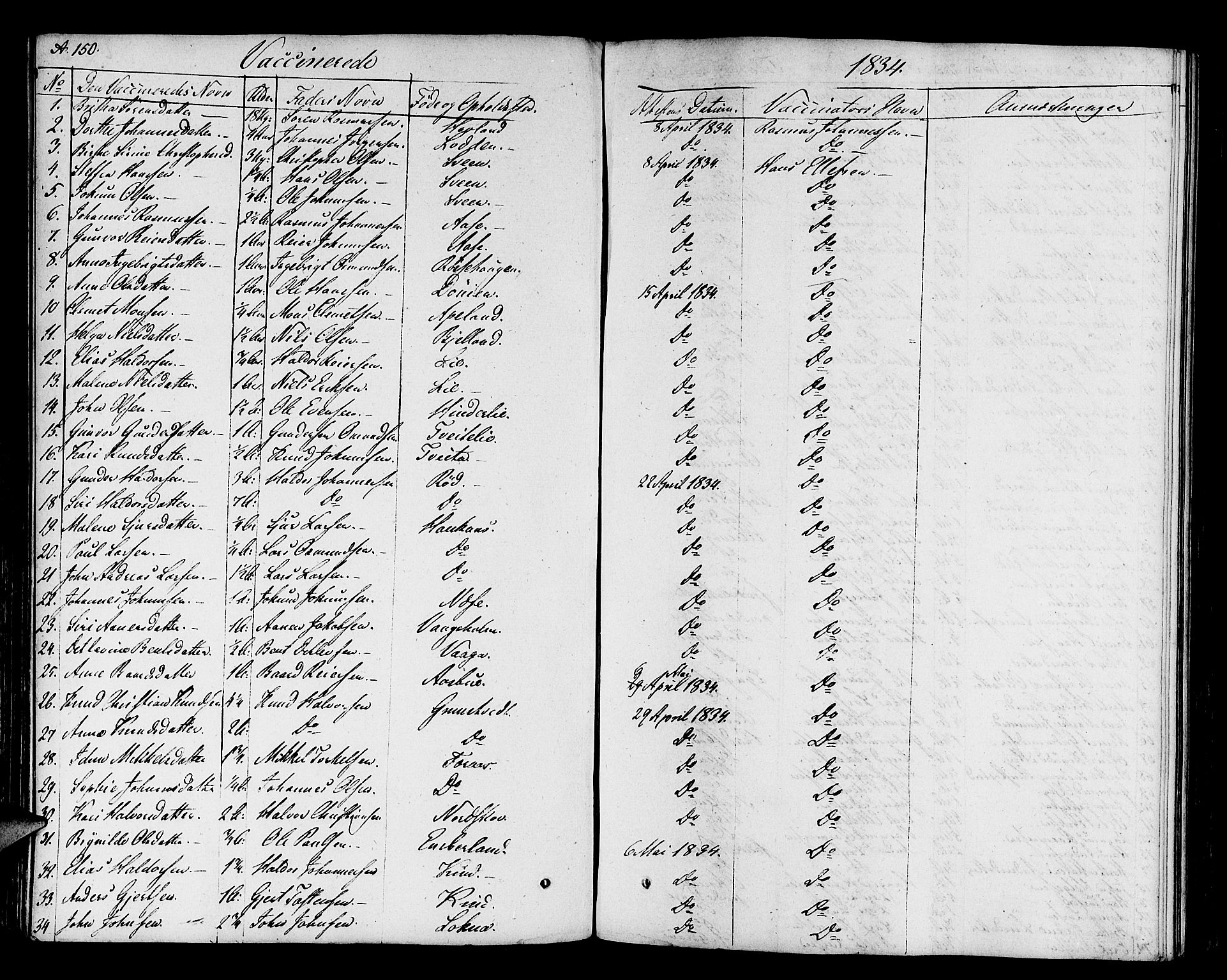 Finnås sokneprestembete, SAB/A-99925/H/Ha/Haa/Haaa/L0005: Parish register (official) no. A 5, 1823-1835, p. 150