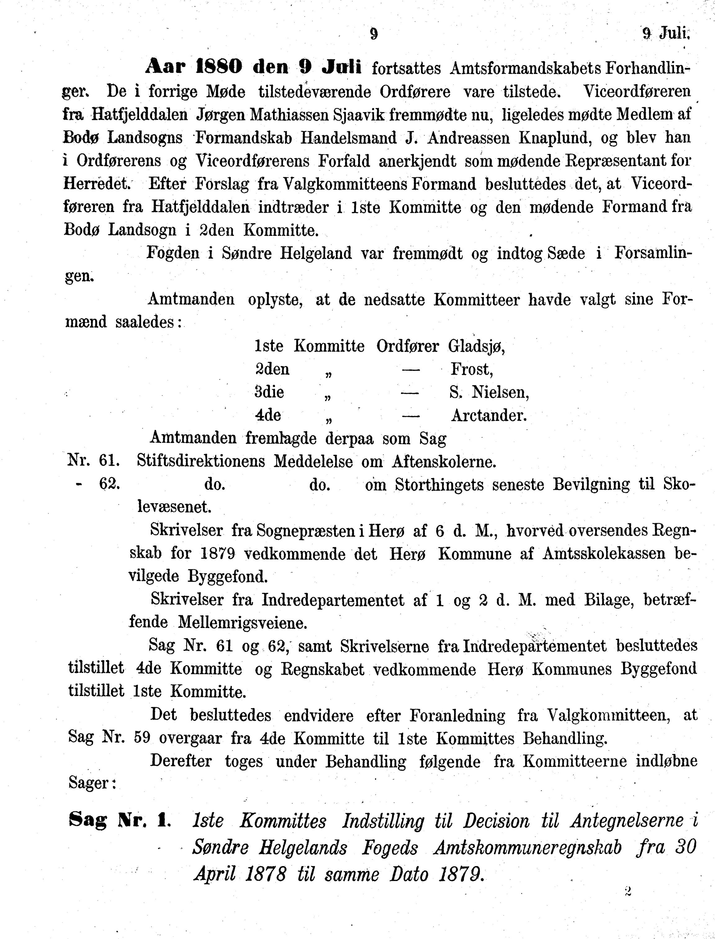 Nordland Fylkeskommune. Fylkestinget, AIN/NFK-17/176/A/Ac/L0010: Fylkestingsforhandlinger 1874-1880, 1874-1880, p. 9