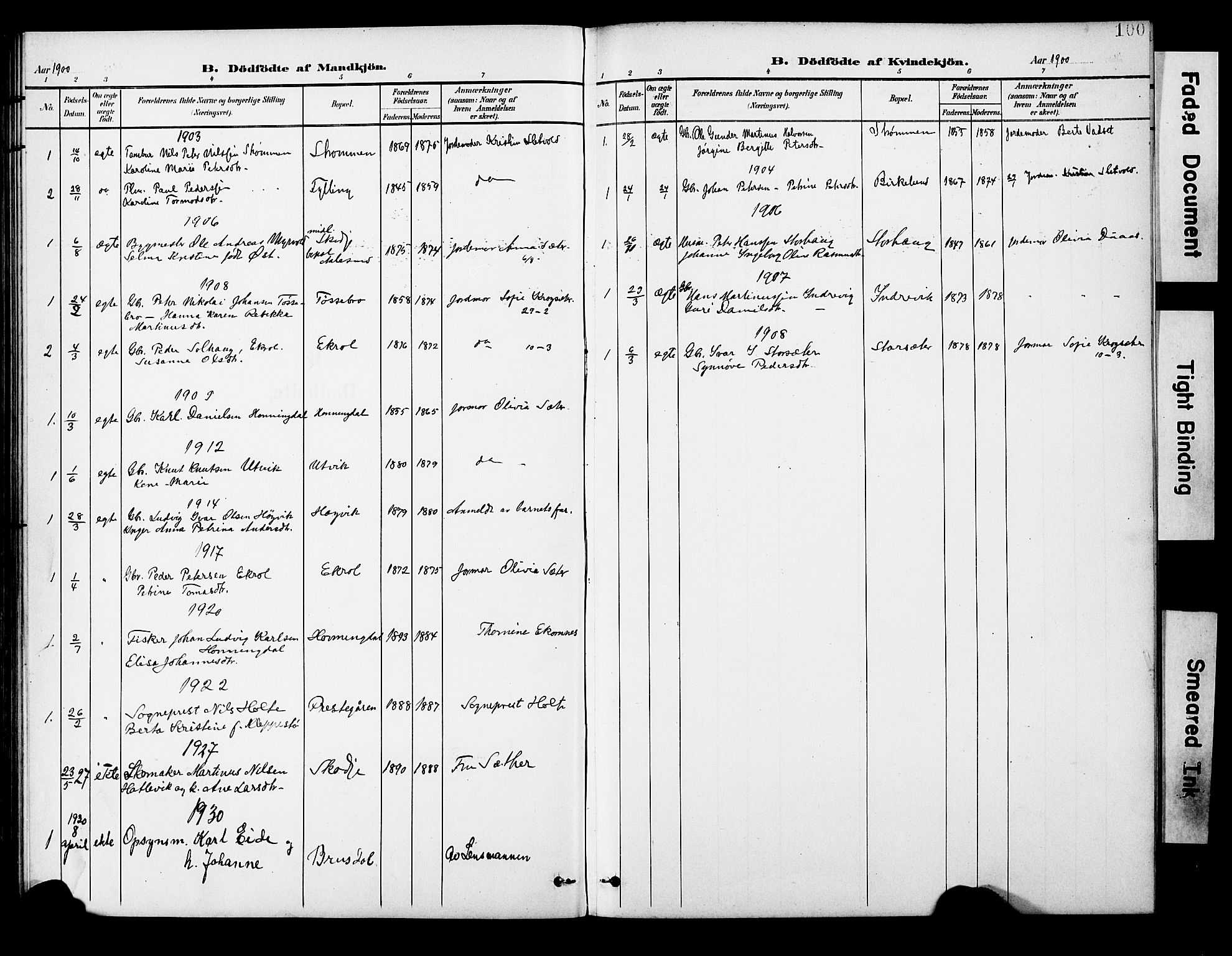 Ministerialprotokoller, klokkerbøker og fødselsregistre - Møre og Romsdal, AV/SAT-A-1454/524/L0366: Parish register (copy) no. 524C07, 1900-1931, p. 100