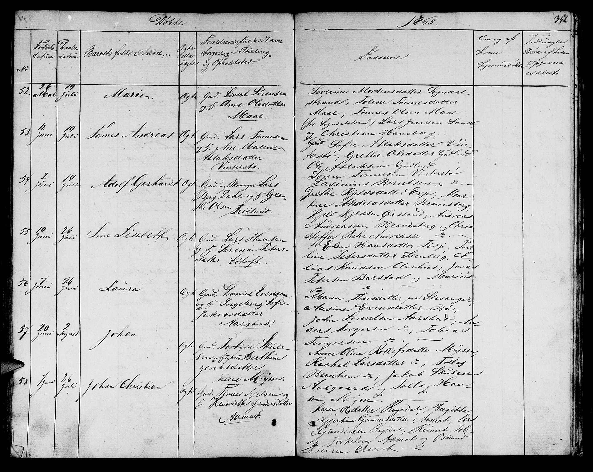Sokndal sokneprestkontor, SAST/A-101808: Parish register (copy) no. B 2, 1849-1865, p. 352