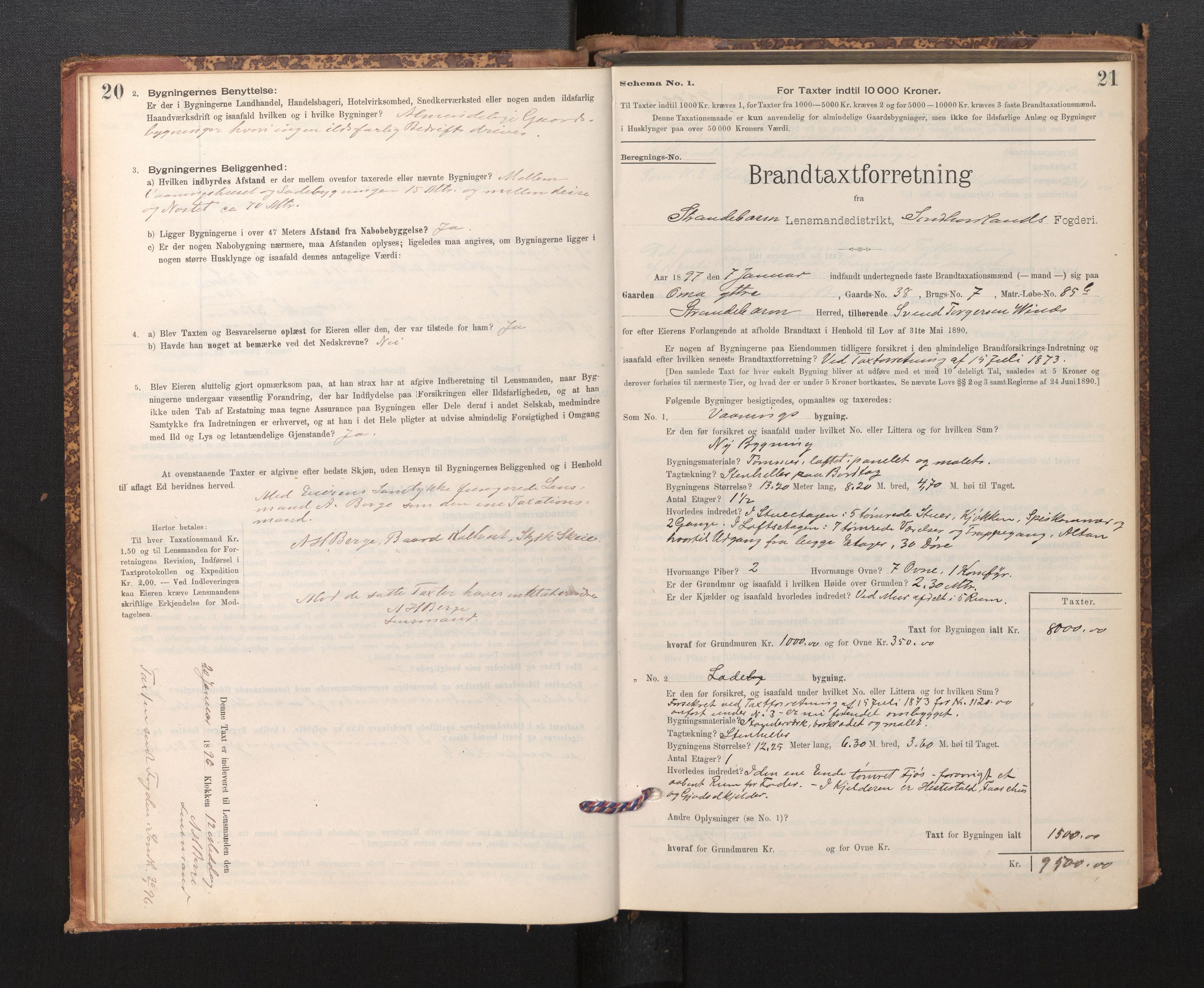 Lensmannen i Strandebarm, SAB/A-35101/0012/L0004: Branntakstprotokoll, skjematakst, 1895-1920, p. 20-21