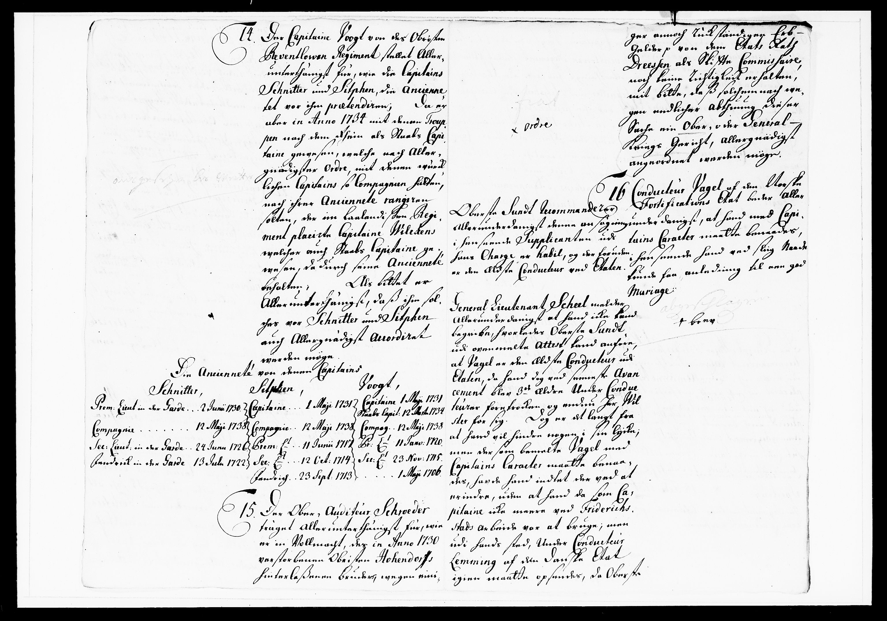Krigskollegiet, Krigskancelliet, DRA/A-0006/-/1143-1150: Refererede sager, 1738, p. 275