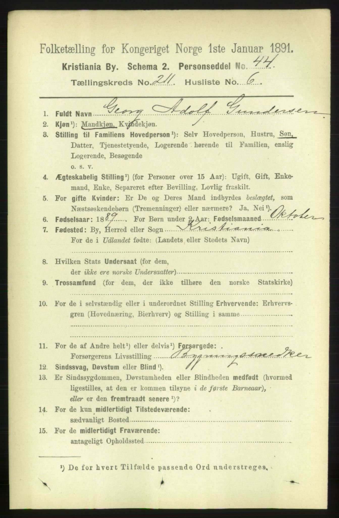 RA, 1891 census for 0301 Kristiania, 1891, p. 126037