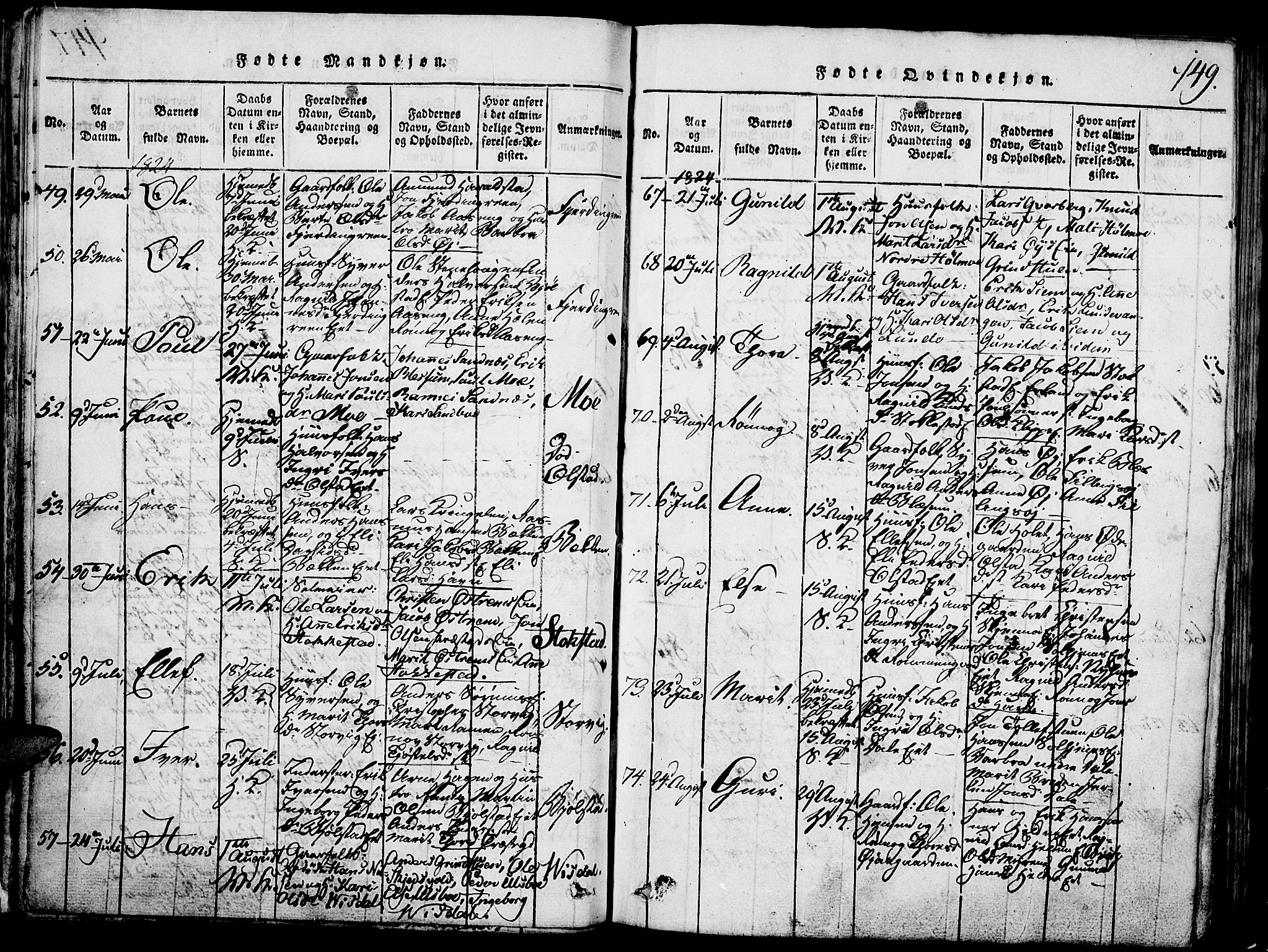 Vågå prestekontor, SAH/PREST-076/H/Ha/Hab/L0001: Parish register (copy) no. 1, 1815-1827, p. 148-149
