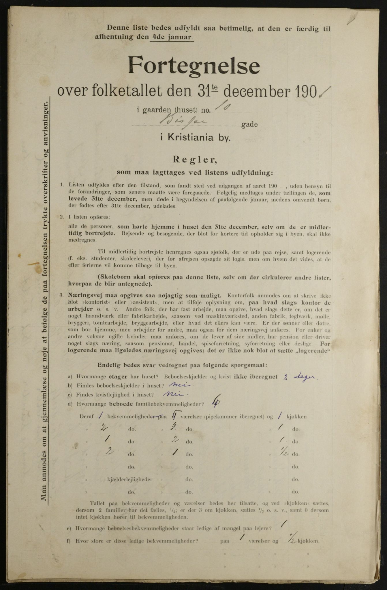 OBA, Municipal Census 1901 for Kristiania, 1901, p. 920
