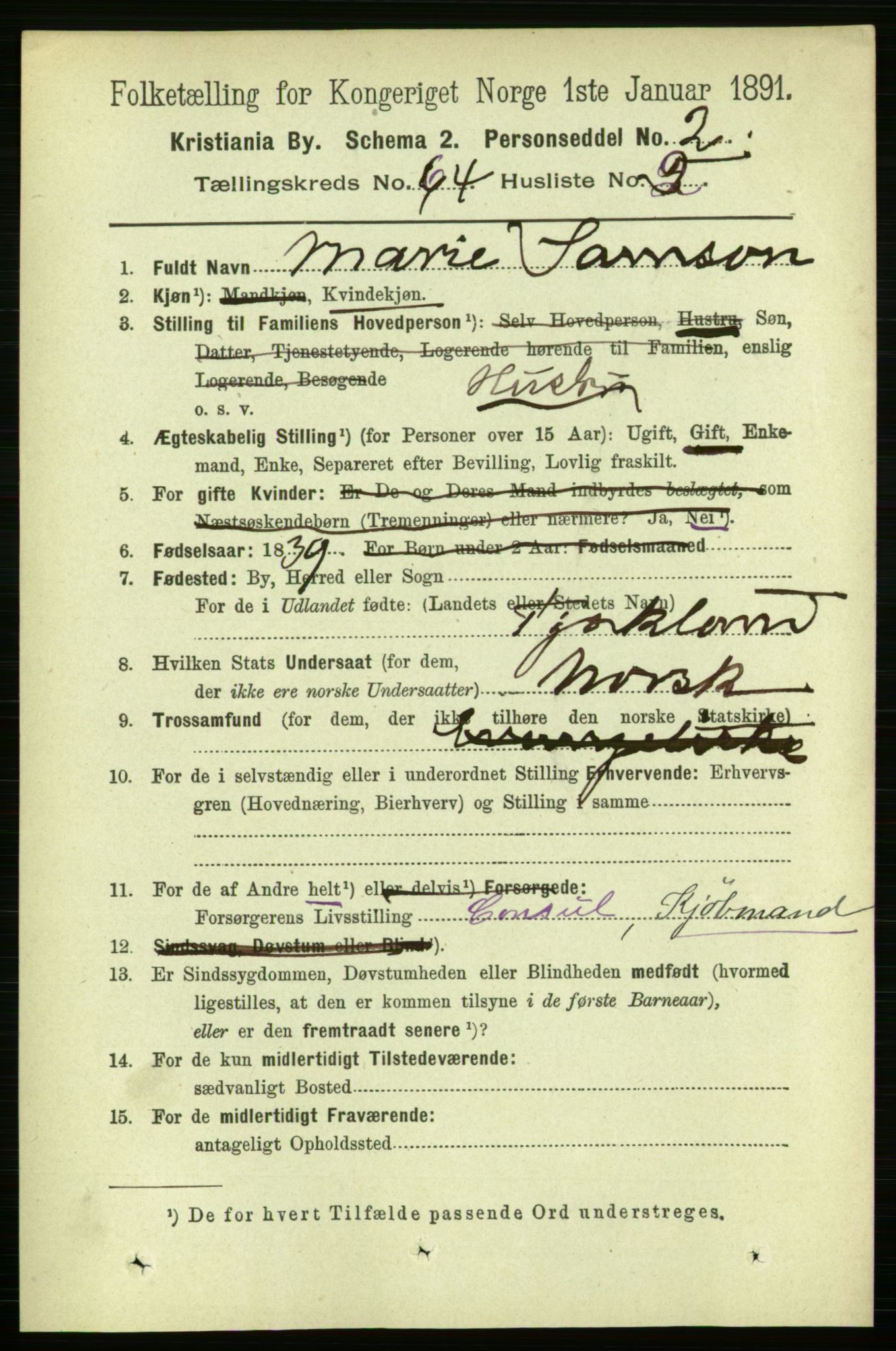 RA, 1891 census for 0301 Kristiania, 1891, p. 34408