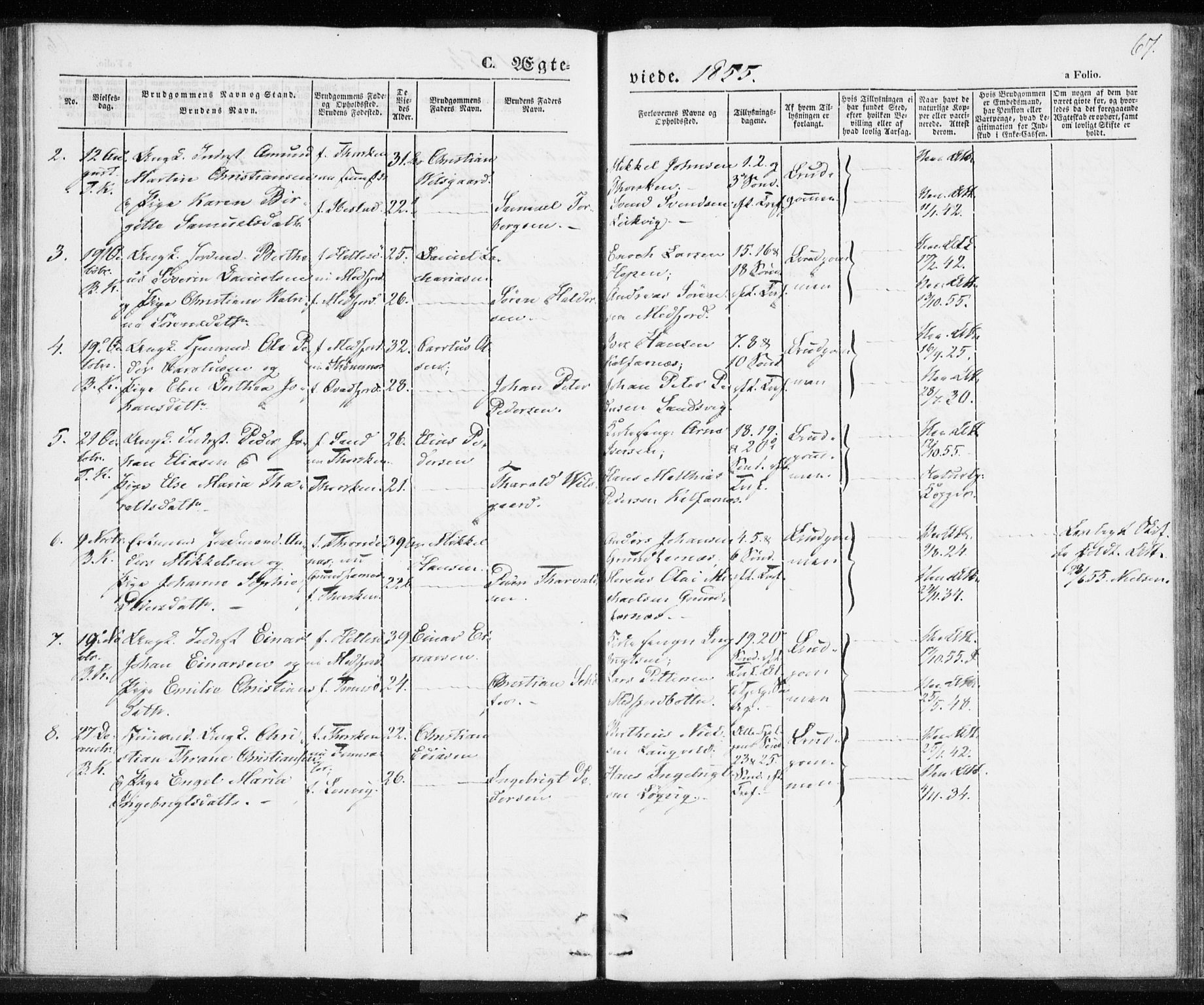 Berg sokneprestkontor, AV/SATØ-S-1318/G/Ga/Gaa/L0001kirke: Parish register (official) no. 1, 1846-1859, p. 67