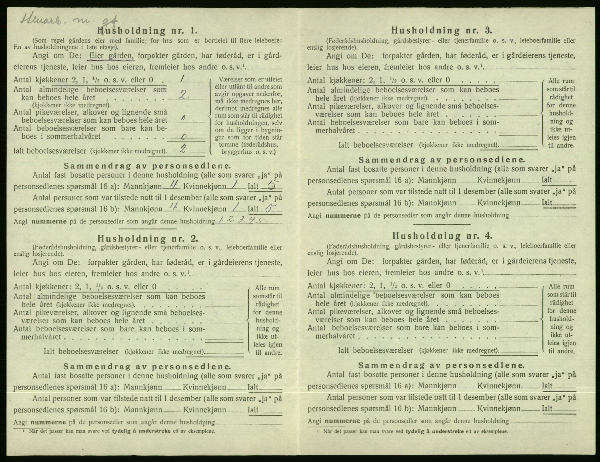 SAB, 1920 census for Evanger, 1920, p. 90