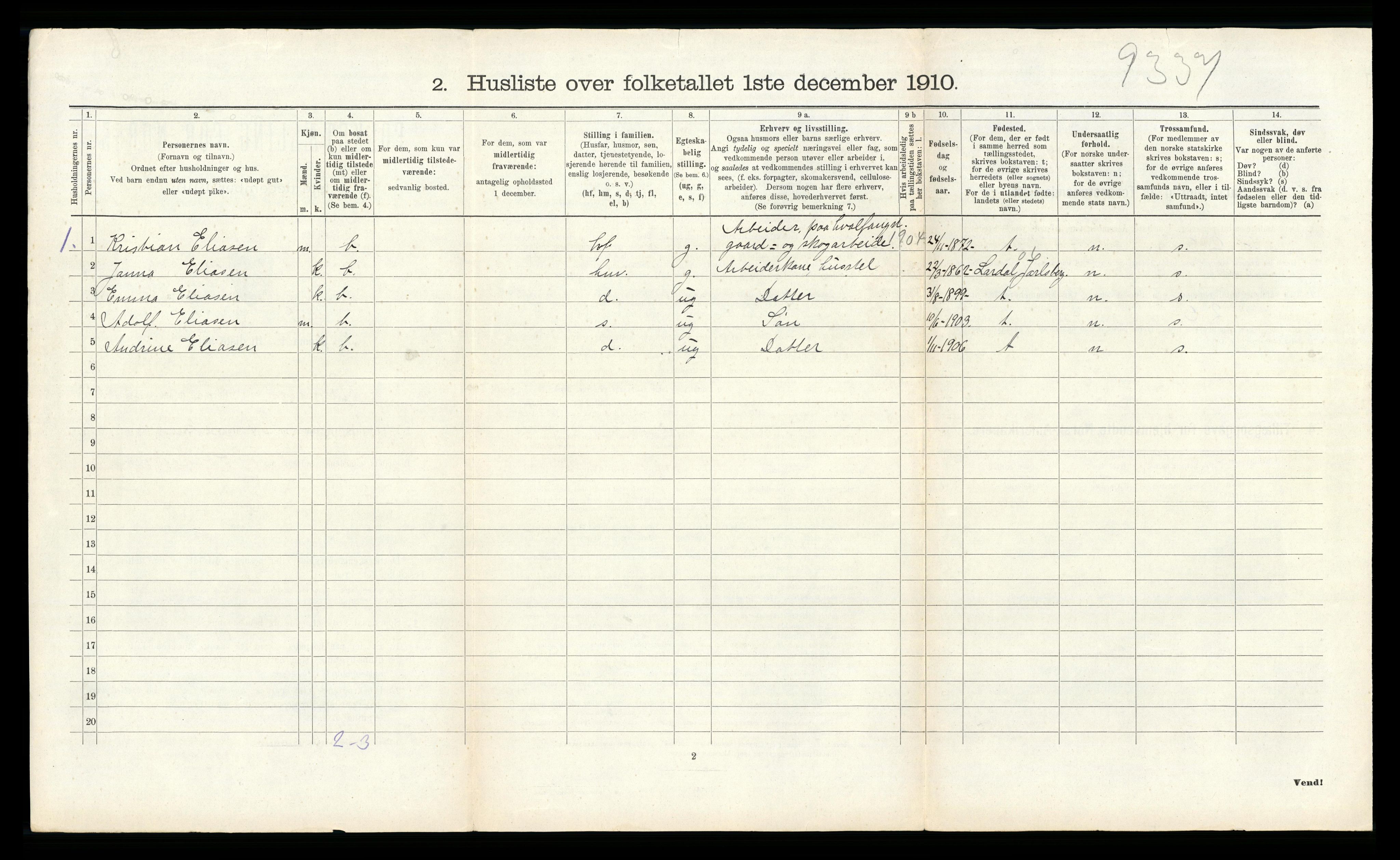 RA, 1910 census for Ramnes, 1910, p. 167