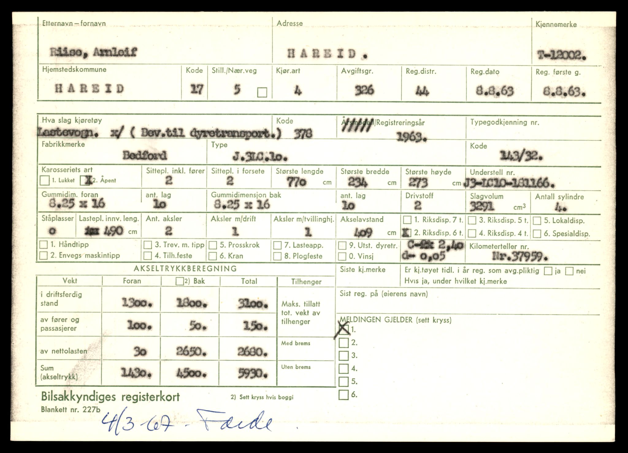 Møre og Romsdal vegkontor - Ålesund trafikkstasjon, AV/SAT-A-4099/F/Fe/L0032: Registreringskort for kjøretøy T 11997 - T 12149, 1927-1998, p. 87