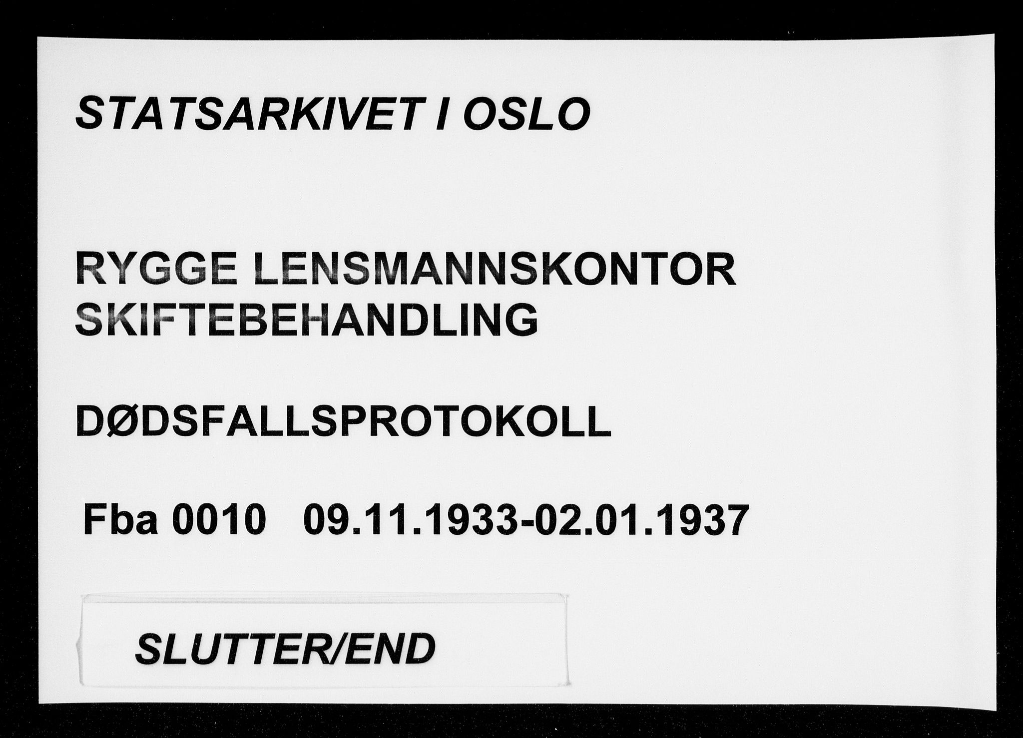 Rygge lensmannskontor, AV/SAO-A-10005/H/Ha/Haa/L0010: Dødsfallsprotokoll, 1933-1937