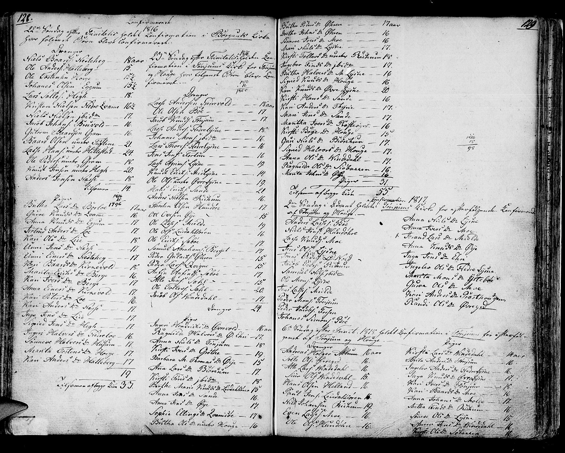 Lærdal sokneprestembete, SAB/A-81201: Parish register (official) no. A 4, 1805-1821, p. 128-129